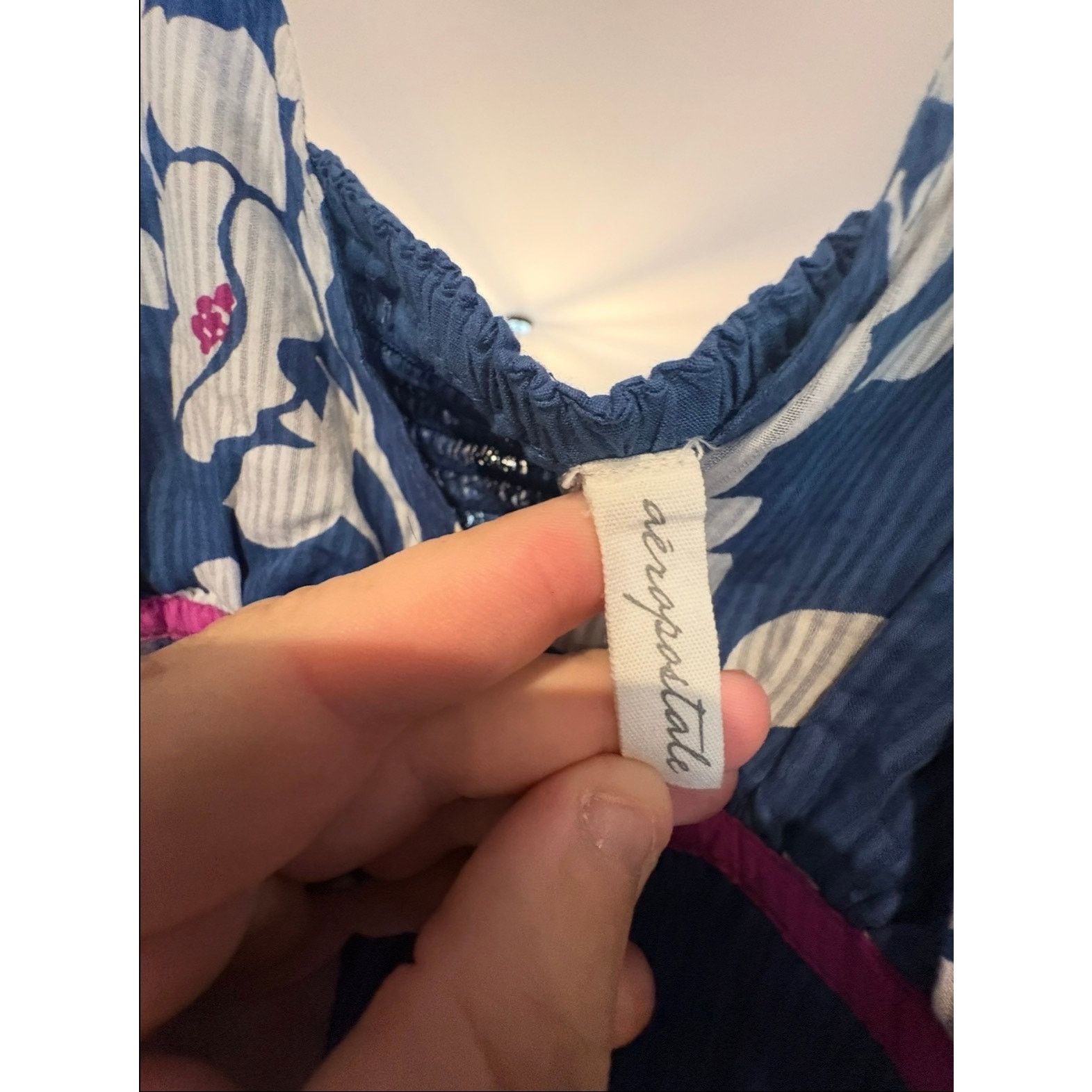 Aeropostale Aéropostale Women’s Dress Large L 12-14 Blue Floral Sun Size L / US 10 / IT 46 - 4 Thumbnail