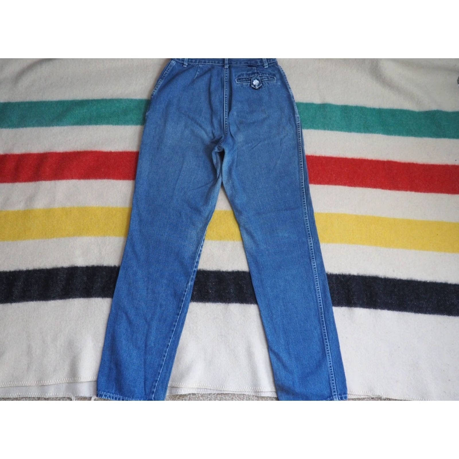 Vintage VTG 80s Normandee Rose High Waist Denim Jeans 28x31 Mom Womens Blue 1980s Look New Wave Pants Size 28" / US 6 / IT 42 - 2 Thumbnail