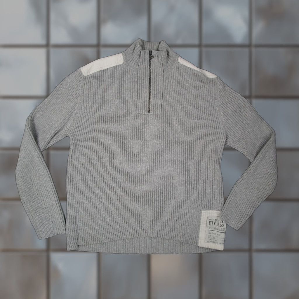 Polo Ralph Lauren VINTAGE Polo Ralph Lauren Sweater Mens XL Gray 1/4 Zip Pullover Knit All Seasons Casual Fashion Size US XL / EU 56 / 4 - 1 Thumbnail