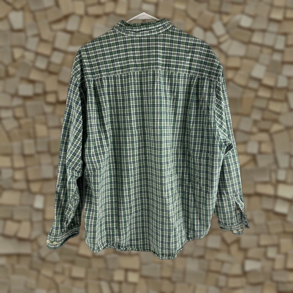 Eddie Bauer Eddie Bauer Shirt Men's Large Blue Green White Plaid Button Down Button-Up Long Sleeve Ox, Regular Fit, Cotton, Classic Theme, Mens Size US XL / EU 56 / 4 - 1 Thumbnail