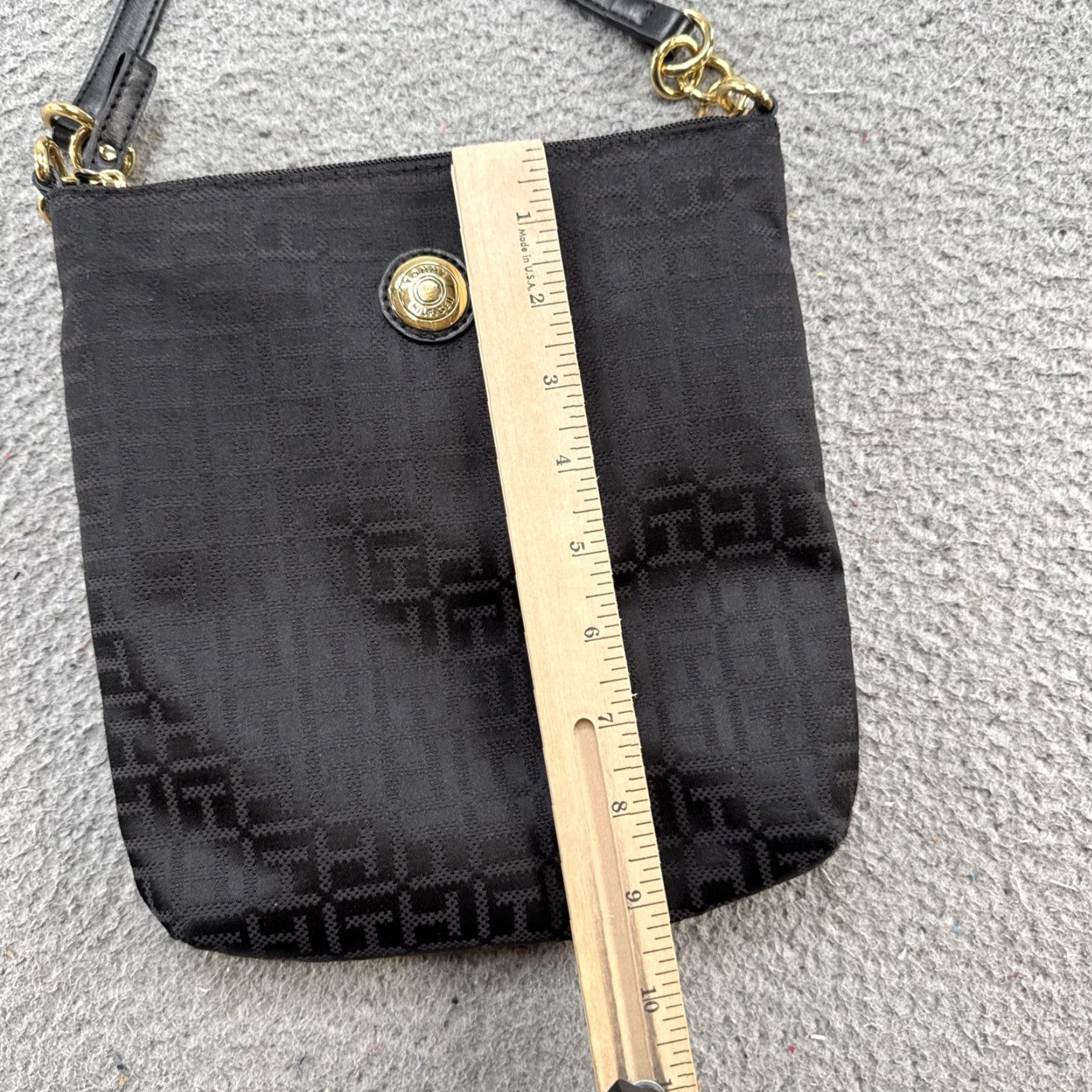 Tommy Hilfiger Tommy Hilfiger Crossbody Bag Black Jacquard Logo Print Adjustable Strap Zip Up Womens Size ONE SIZE - 7 Thumbnail
