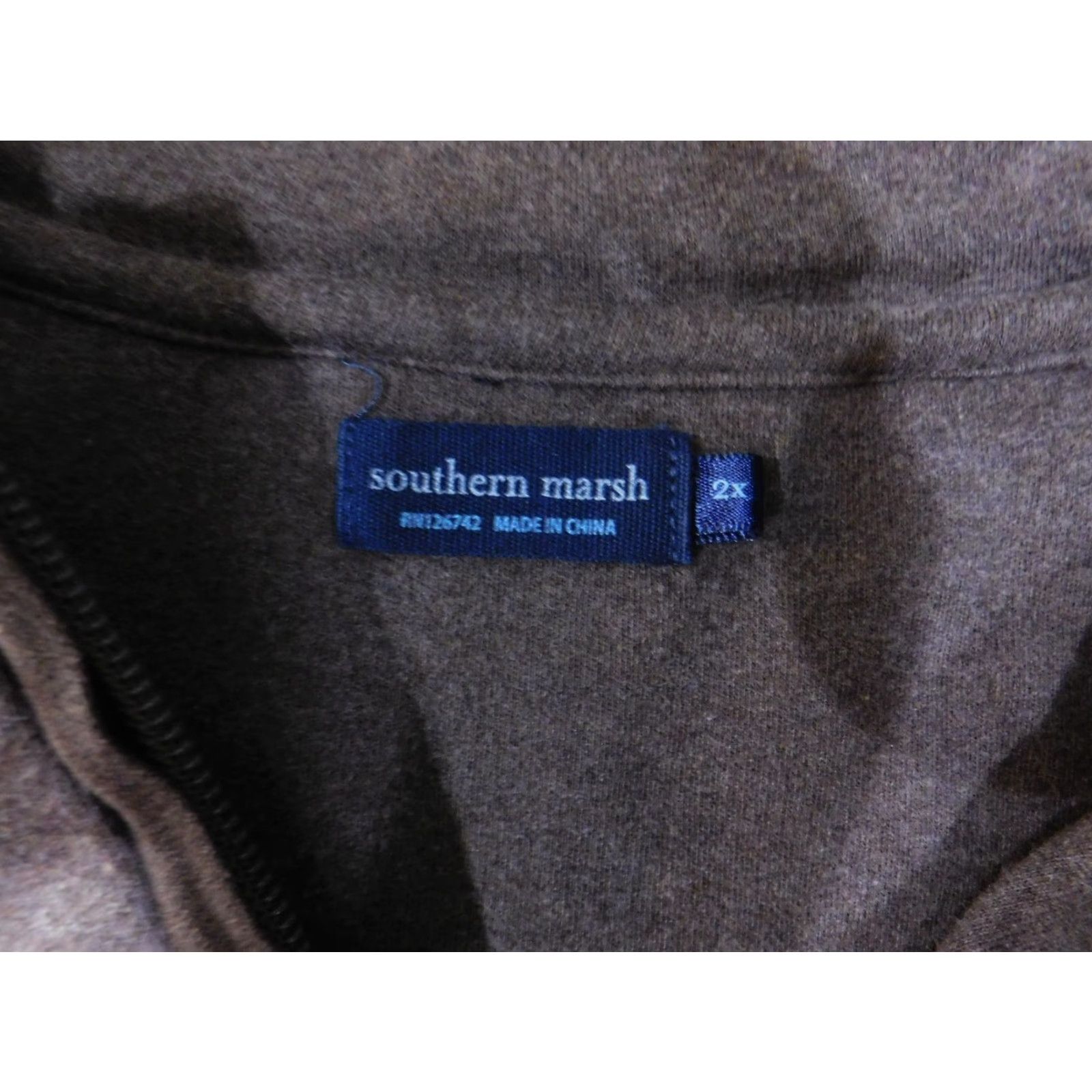 Logo 7 Southern Marsh Pullover Mens 2XL Brown Quarter Zip Lightweight Sweatshirt Logo Size US XXL / EU 58 / 5 - 5 Thumbnail