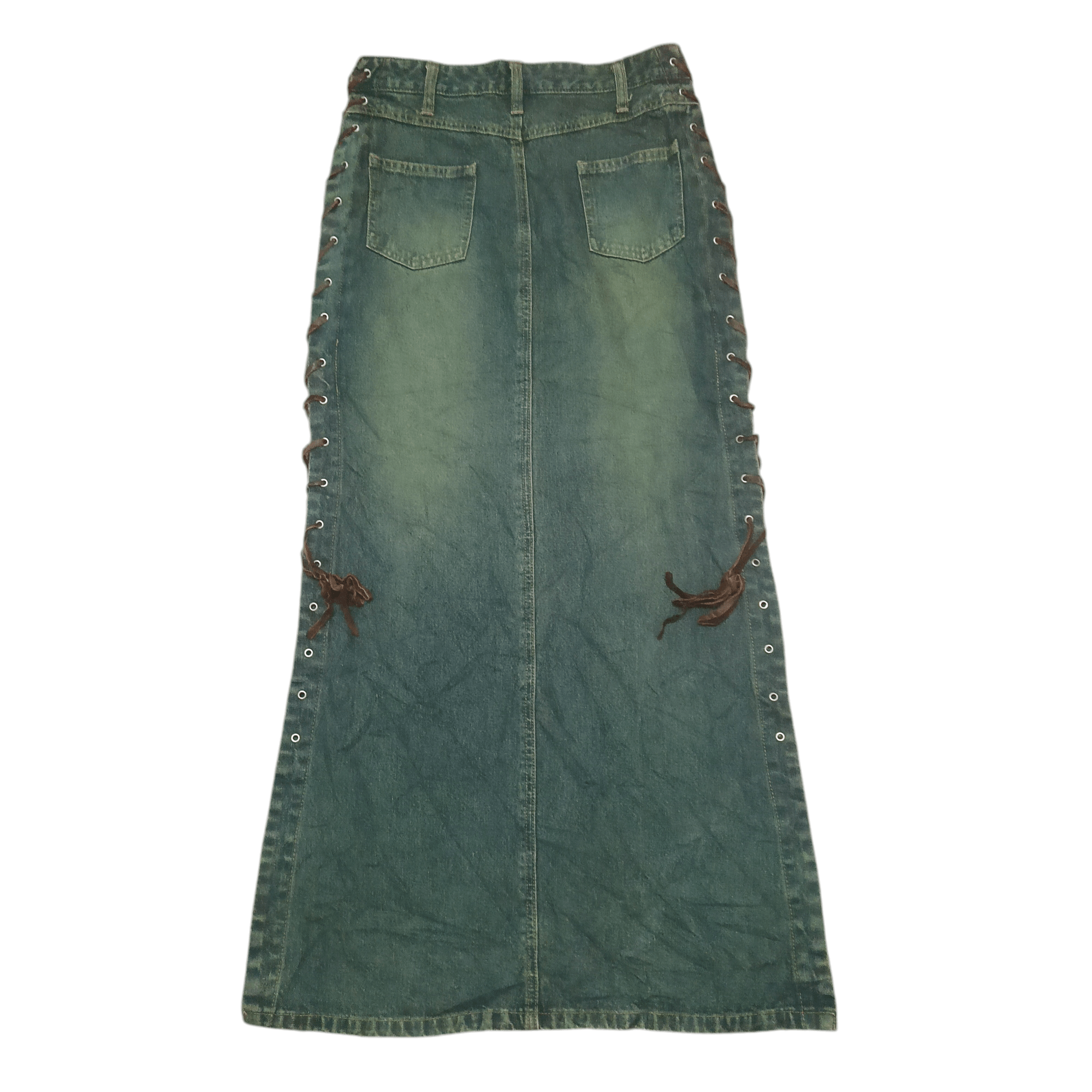 If Six Was Nine Japanese Denim Skirts ifsixwasnine style Lace up design Size 26" / US 2 / IT 38 - 11 Thumbnail