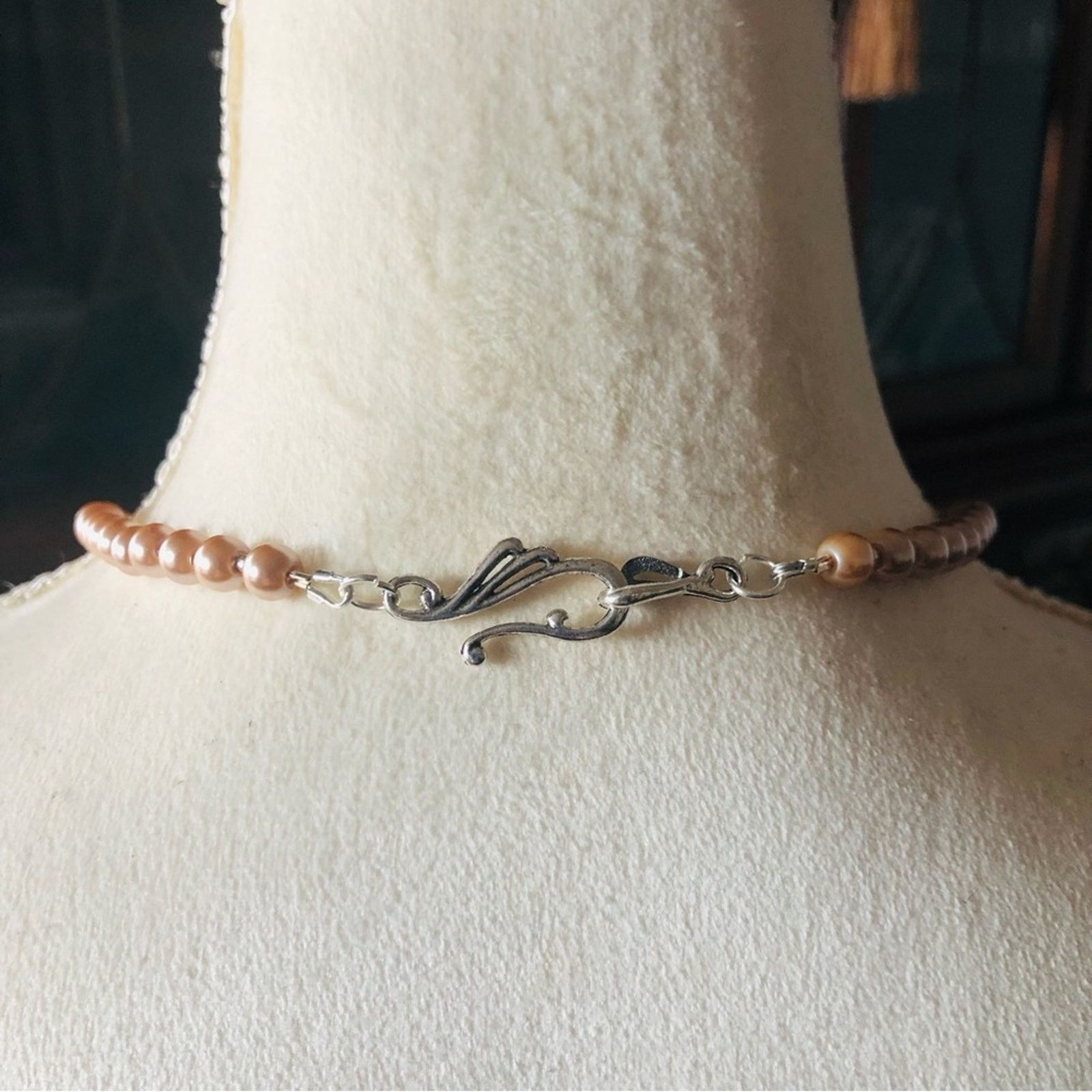 Handmade Handcrafted repurpose grey moon glow teardrop Pearl necklace Size ONE SIZE - 7 Thumbnail