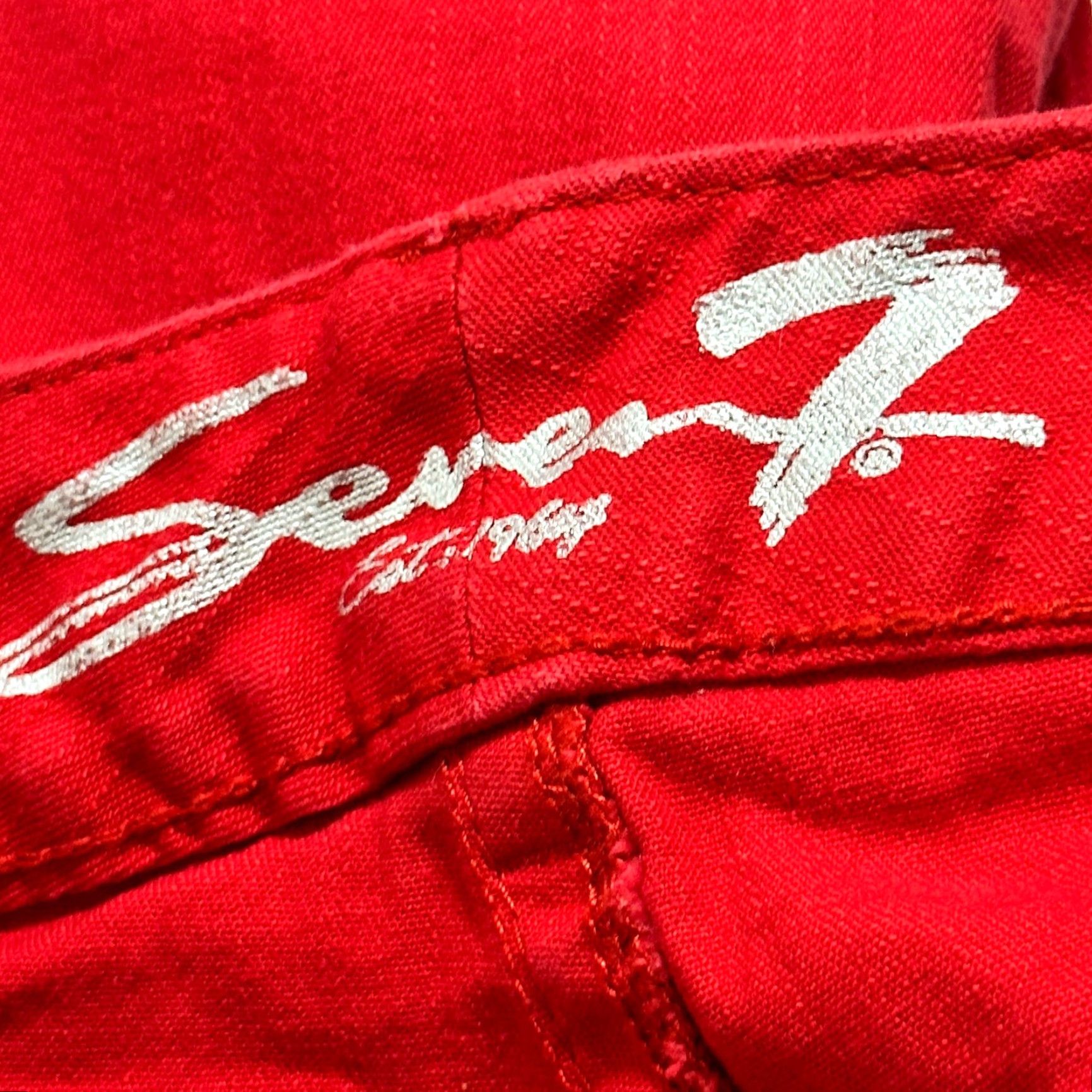 Vintage VINTAGE Seven7 Luxe Cropped Jeans Women 16 Red Pants Cotton Blend PILLING INSEAM 21in 5-Pocket Regular Rise Mid Jeans Womens Size 38" / US 16 / IT 52 - 7 Thumbnail