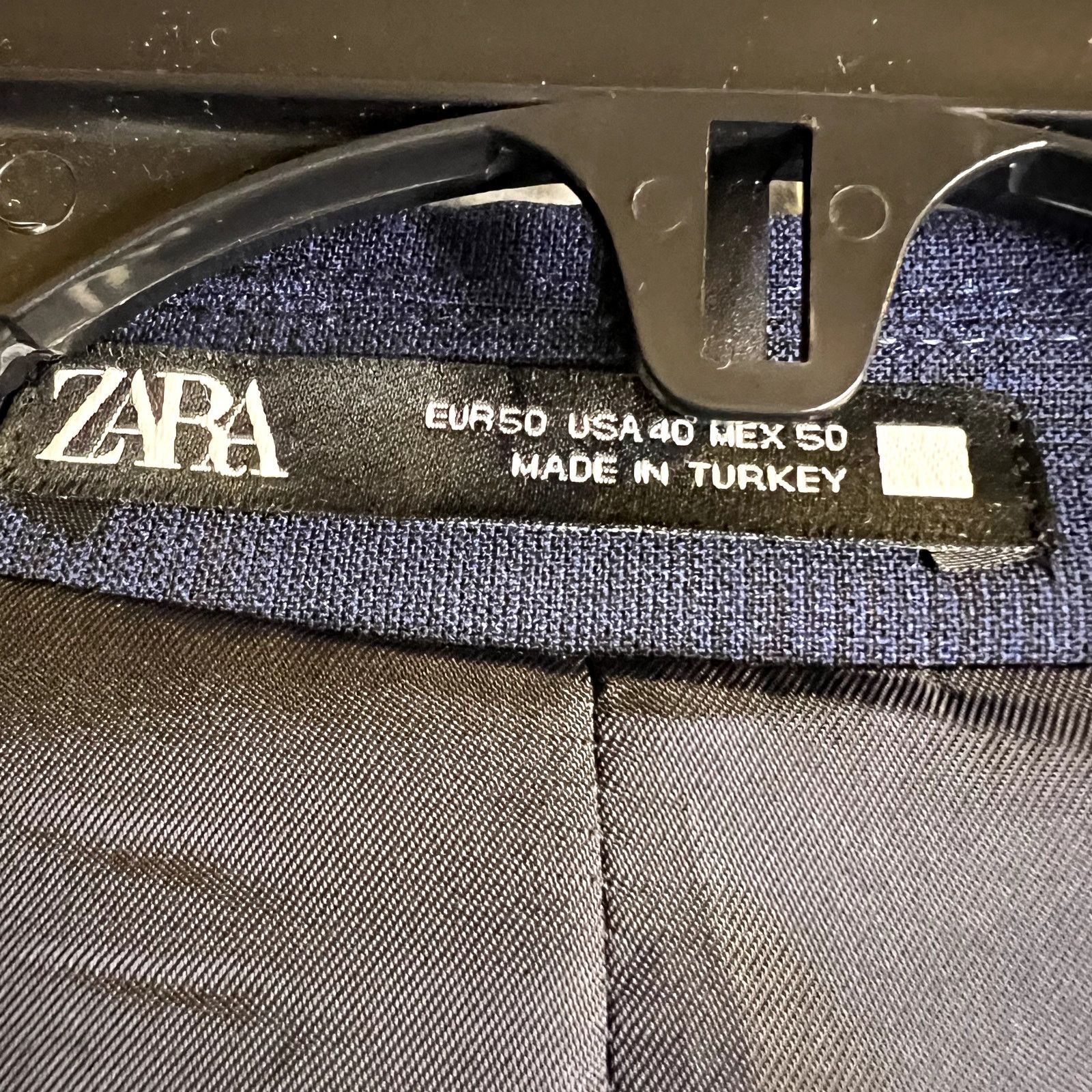 Zara Zara Men's Navy Blue 2-Button Viscose Blazer Jacket Size US M / EU 48-50 / 2 - 3 Thumbnail