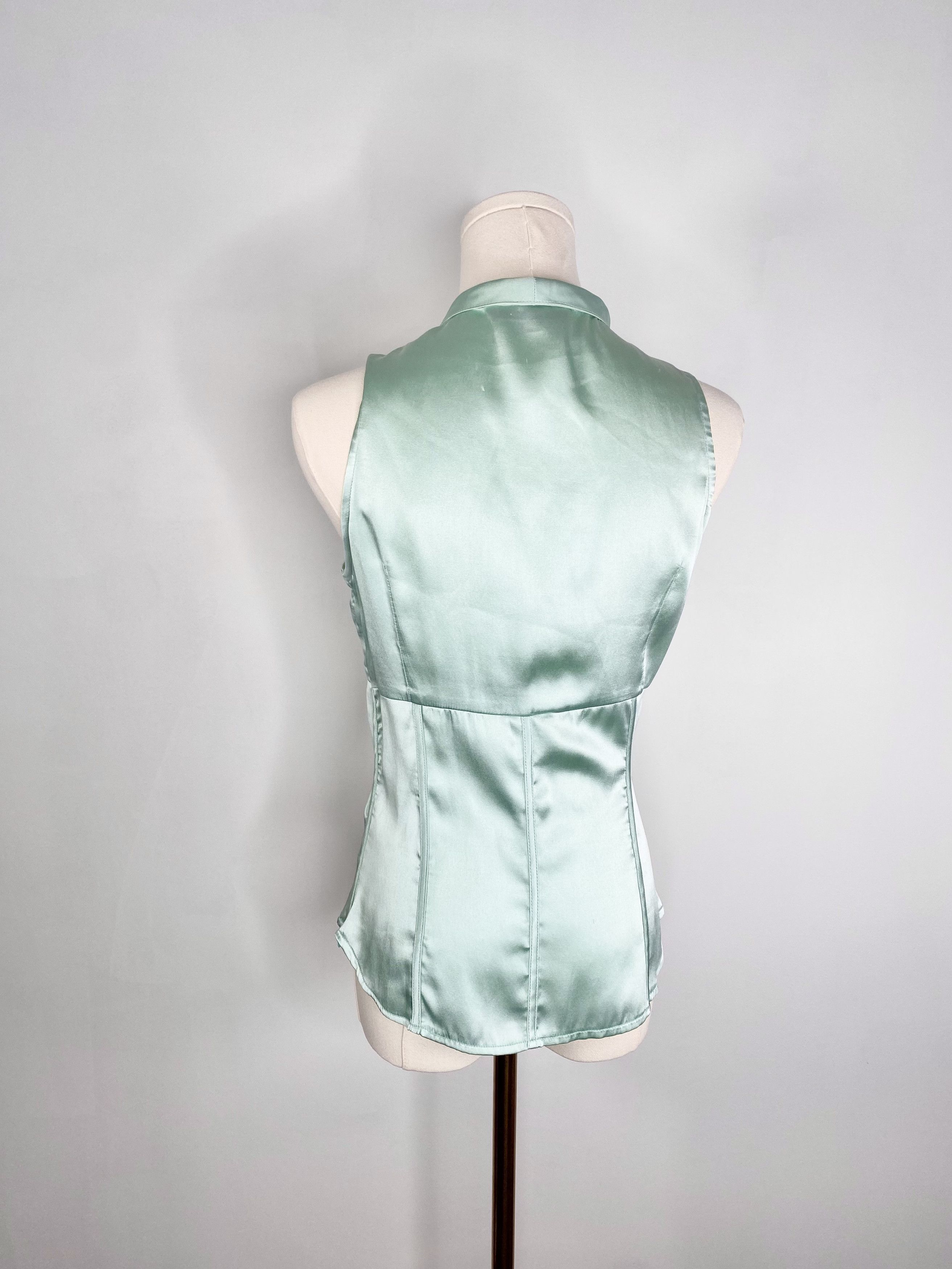 Adolfo Dominguez Adolfo Dominguez - Silk turquoise ribbon blouse Size XS / US 0-2 / IT 36-38 - 7 Thumbnail