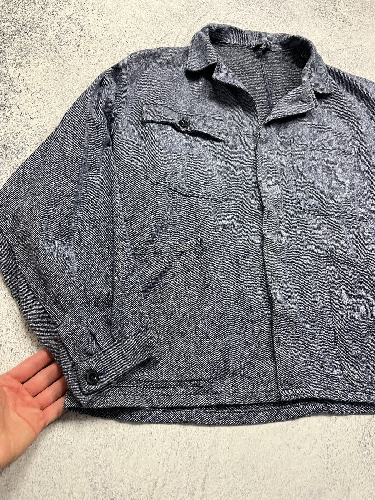 Vintage Vintage 90's French Work Denim Jacket Le Laboureur Lutteurs Size US L / EU 52-54 / 3 - 7 Thumbnail