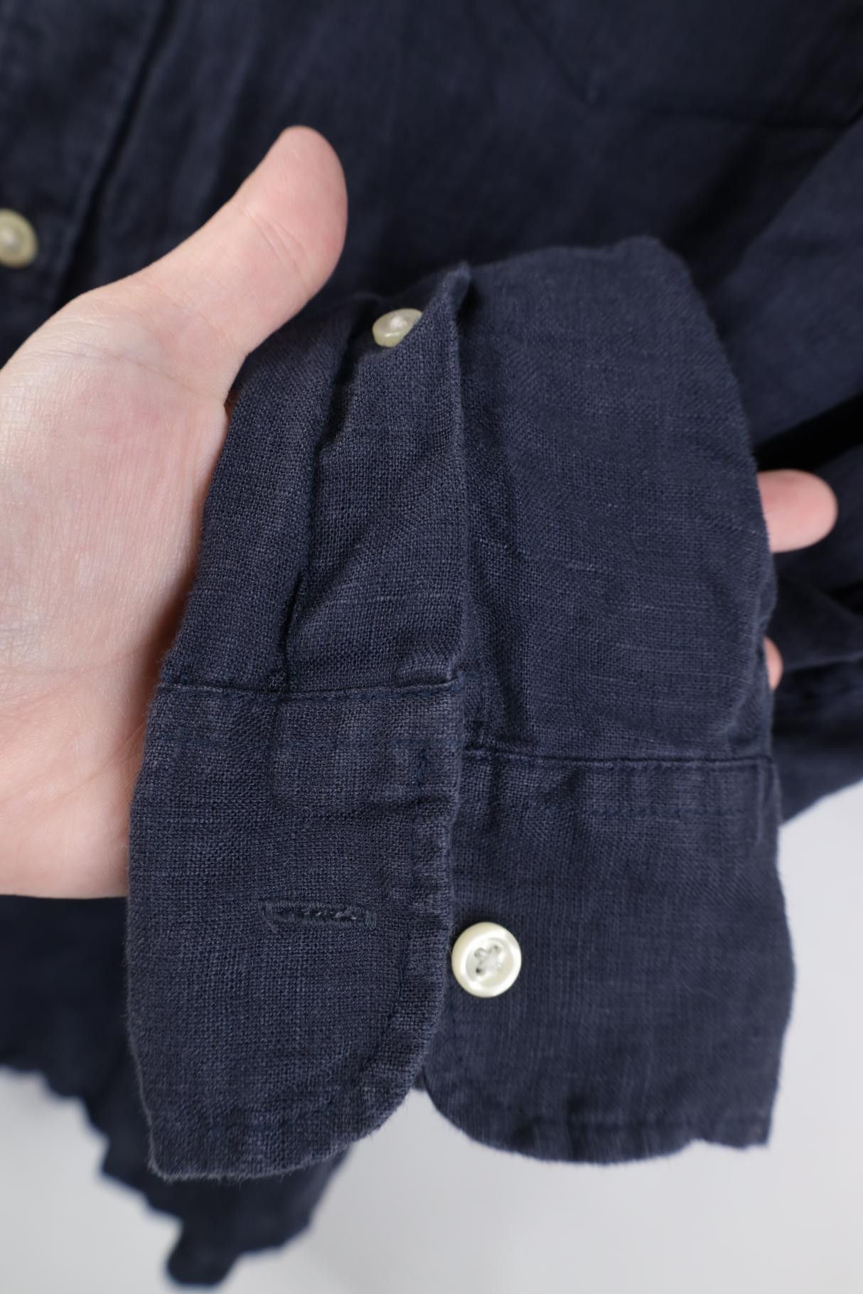J.Crew J Crew Faded Linen Knit Collared Button Down Shirt Navy Blue Size US M / EU 48-50 / 2 - 8 Thumbnail