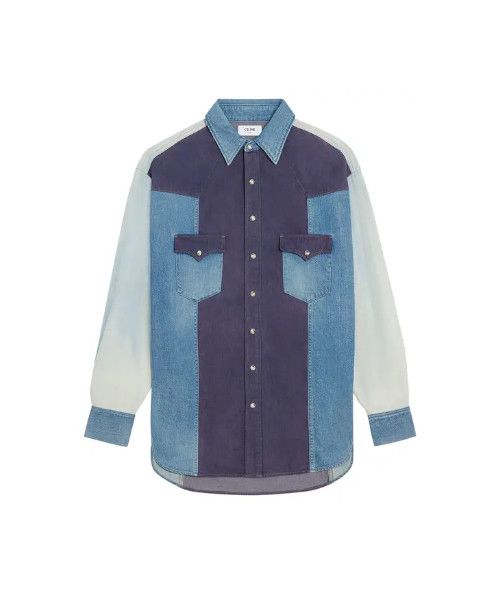 Celine o1bcso1str0925 2T353521T Western Patchwork Shirt Size US L / EU 52-54 / 3 - 1 Thumbnail