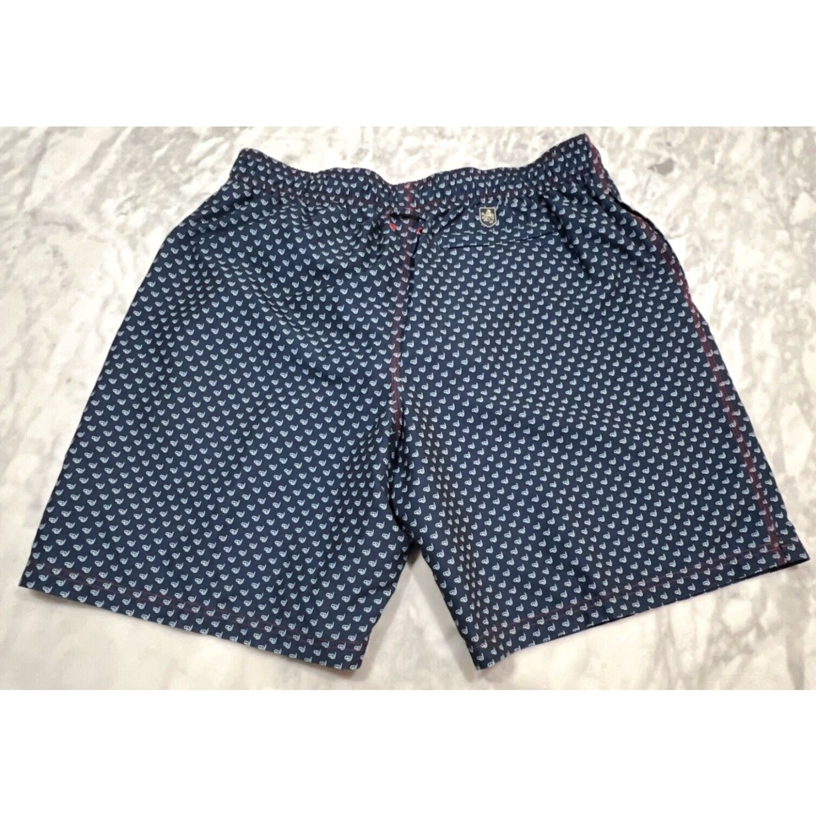 Nat Nast Nat Nast Lined Swim Trunks Men’s XL Navy Drawstring Pockets Snorkel Swim Bottom Geometric Beach Size ONE SIZE - 3 Thumbnail