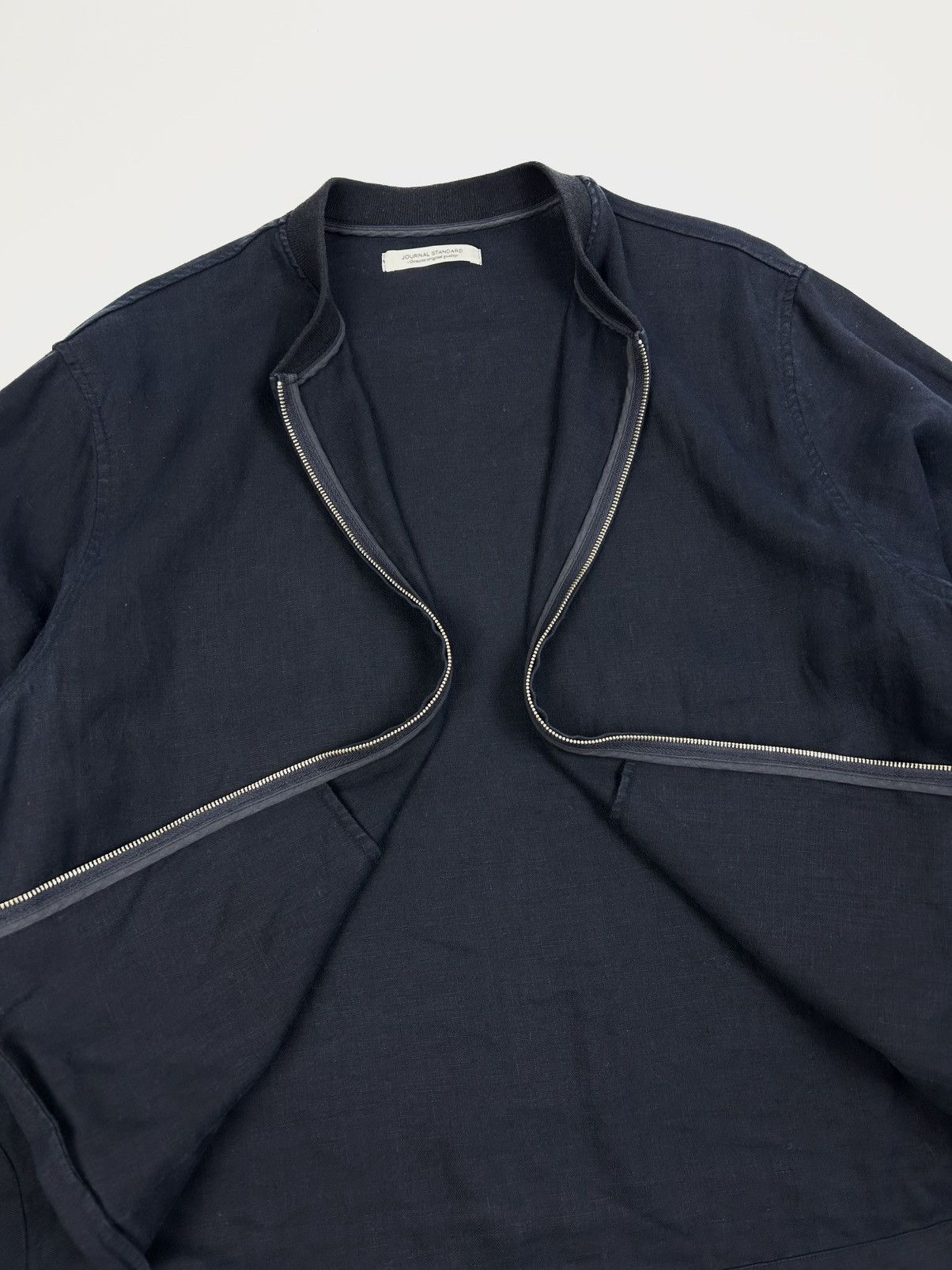 Japanese Brand Journal Standard Linen Bomber Jacket Navy L Japanese style Size US L / EU 52-54 / 3 - 4 Thumbnail