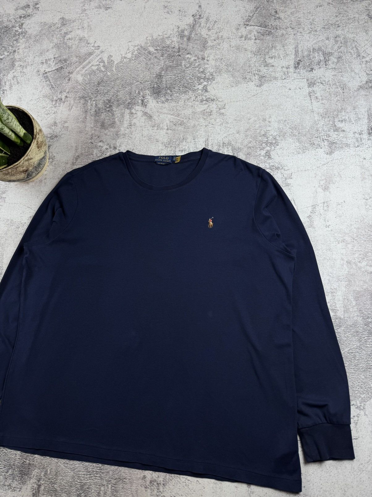 Polo Ralph Lauren Polo Ralph Lauren XXL Cotton Slim Fit Crew Neck Long-Sleeve Blue T Shirt Jersey Size US XXL / EU 58 / 5 - 3 Thumbnail