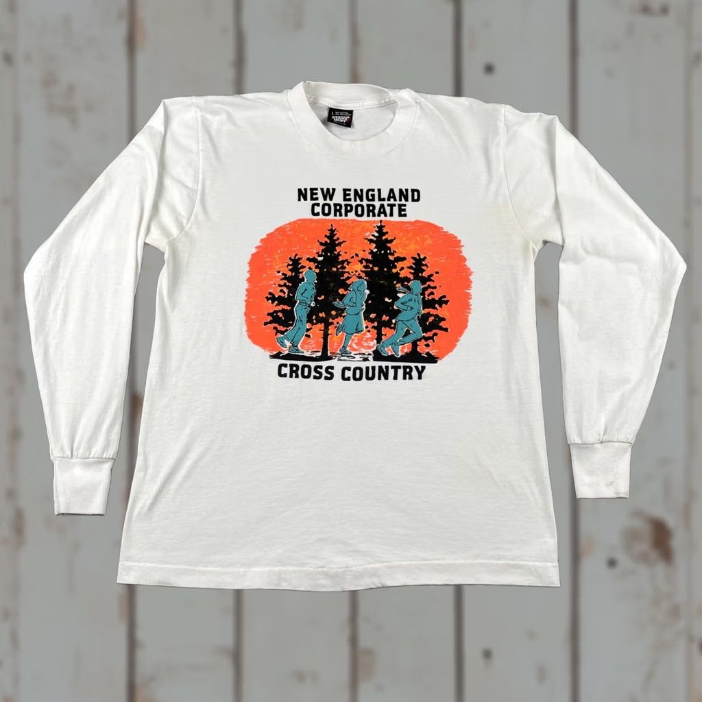 Vintage VINTAGE Screen Stars Best T-Shirt Large New England Corporate Cross Country Made In USA White 90s Mens Size US L / EU 52-54 / 3 - 1 Thumbnail