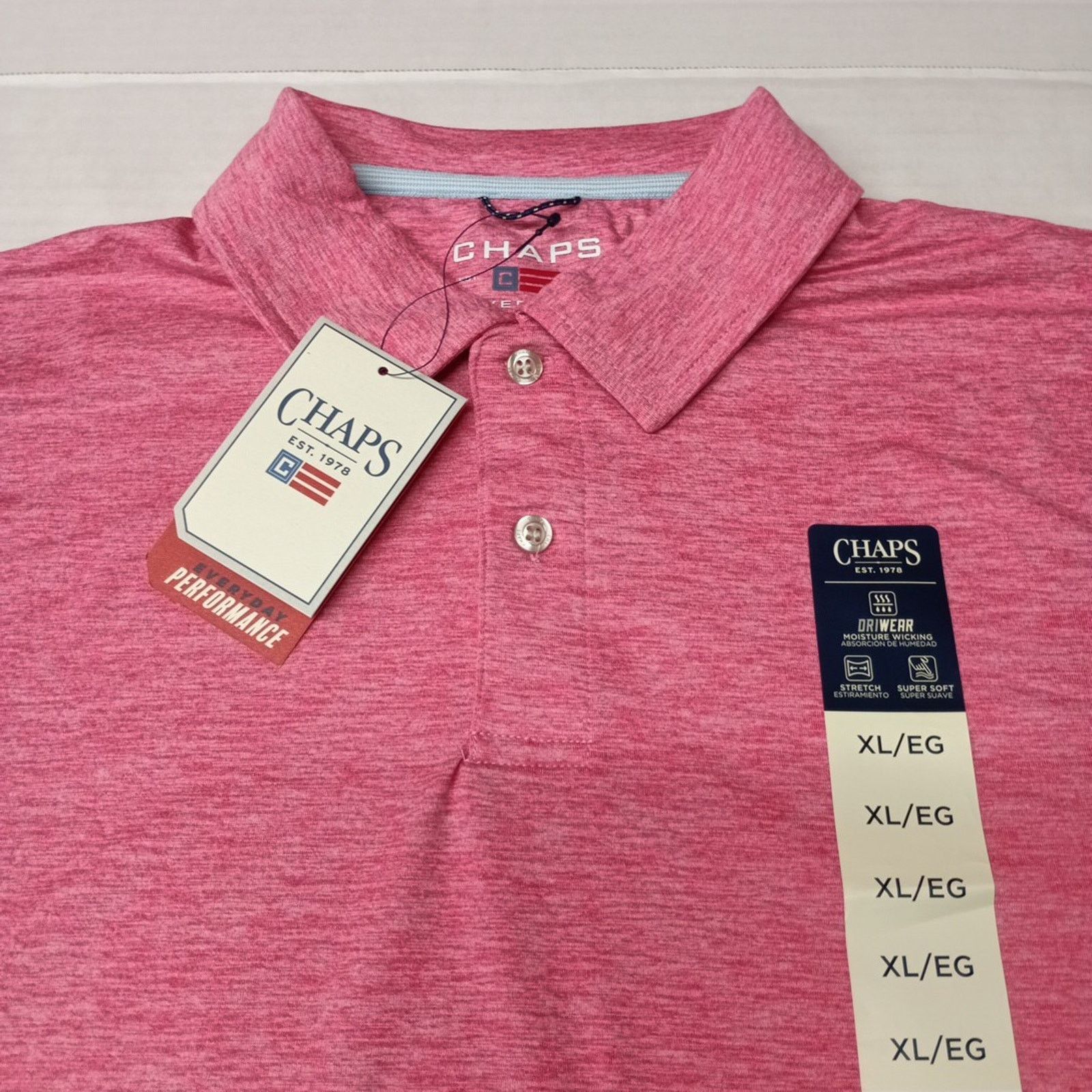 Chaps Chaps Performance Polo Shirt Men's XL Pink Moisture Wicking Size US XL / EU 56 / 4 - 2 Thumbnail