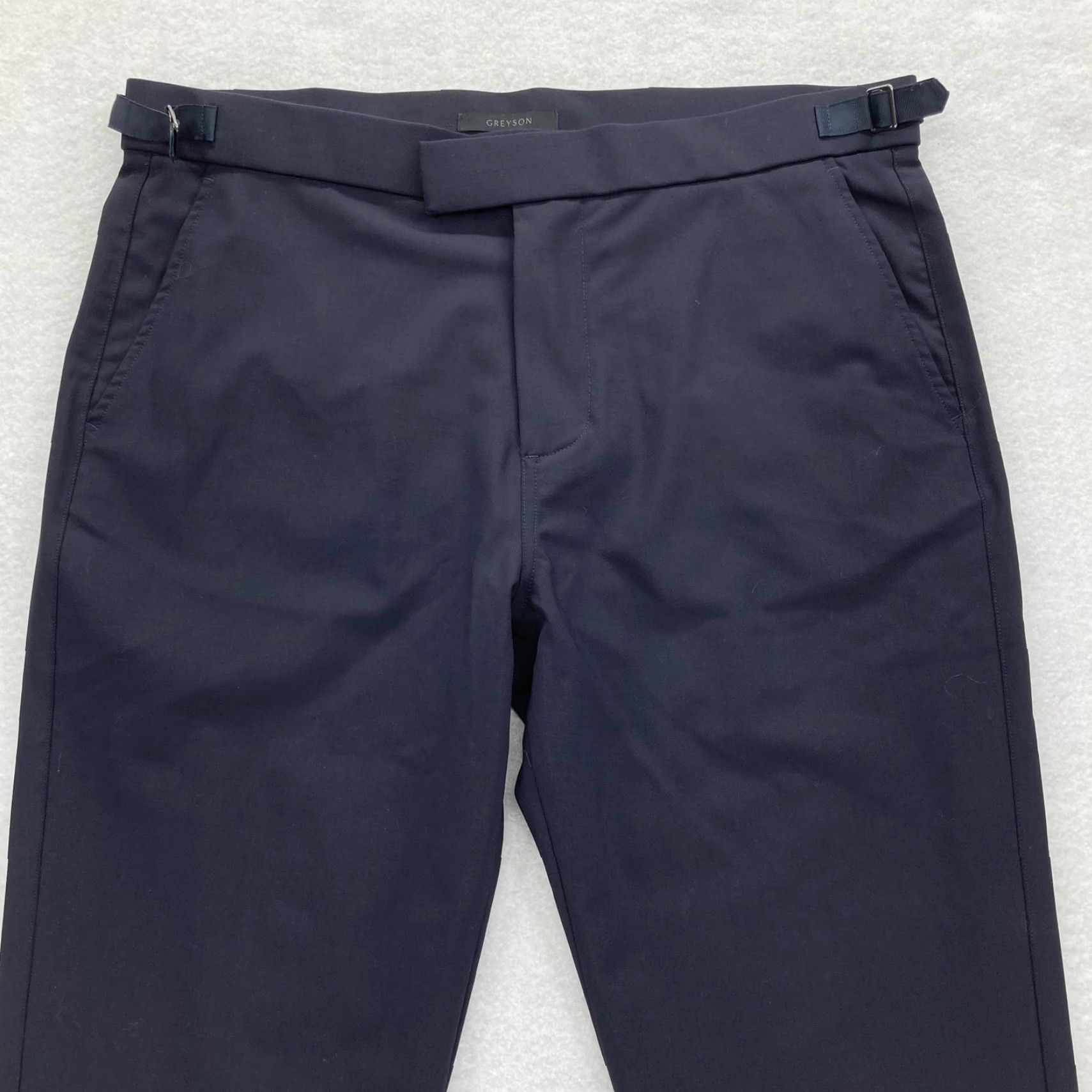 Vintage Greyson Pants Mens 36 Navy Wool Blend Jogger Cuffed Hem Side Adjusters Golf Men Size 36 Wool Navy Jogger Pants Casual Activewear Trousers Size US 36 / EU 52 - 2 Thumbnail