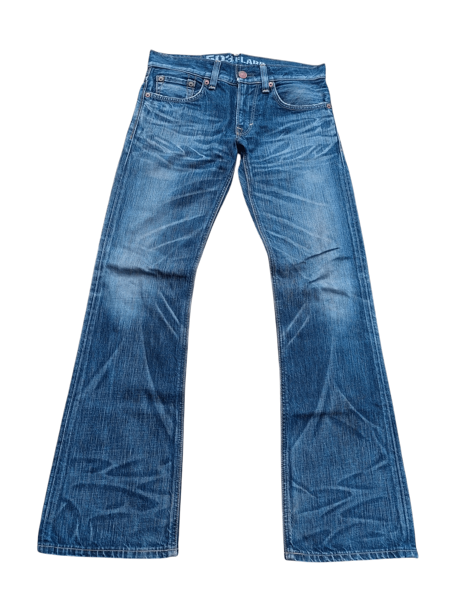Edwin FLARED 90s Edwin 503 Flare BlueTrip Whiskers Faded Jeans Size US 32 / EU 48 - 2 Thumbnail