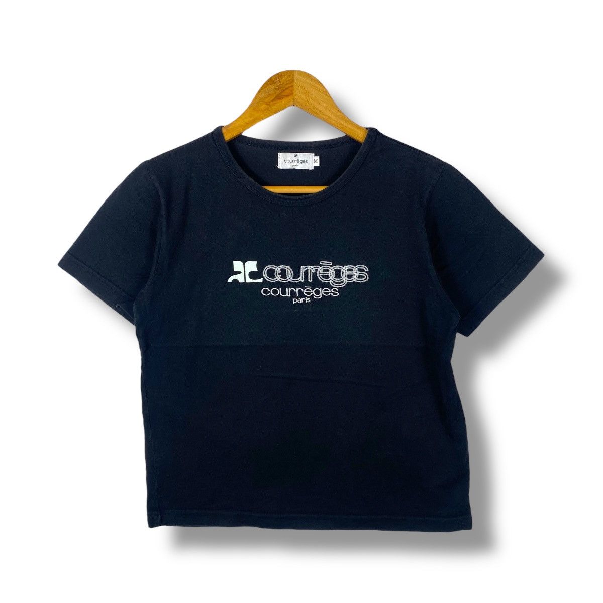 Courreges Vintage 90's COURREGES Paris Embroidery Logo Women Tops Tee Size M / US 6-8 / IT 42-44 - 1 Thumbnail