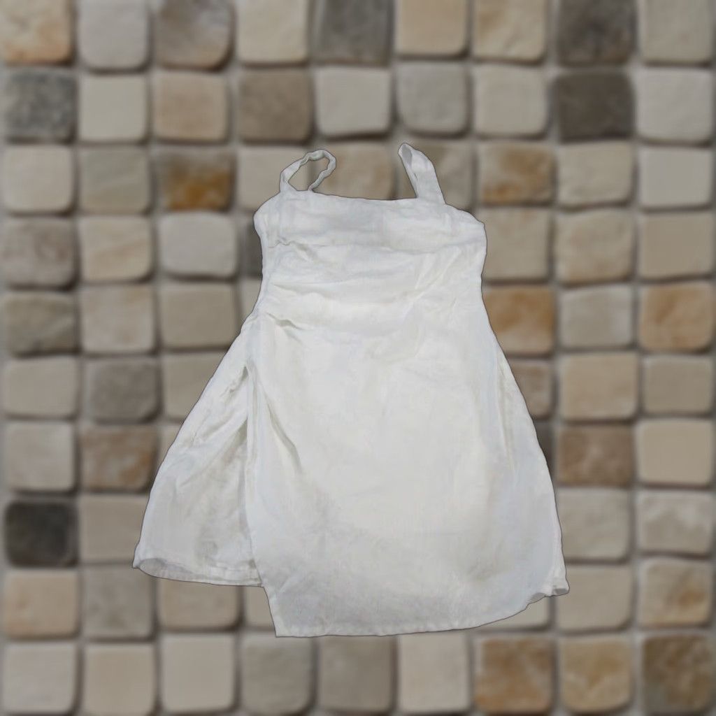 VINTAGE Reformation Mini Dress Womens 4 Sleeveless Linen Halter Casual 90s White Girls