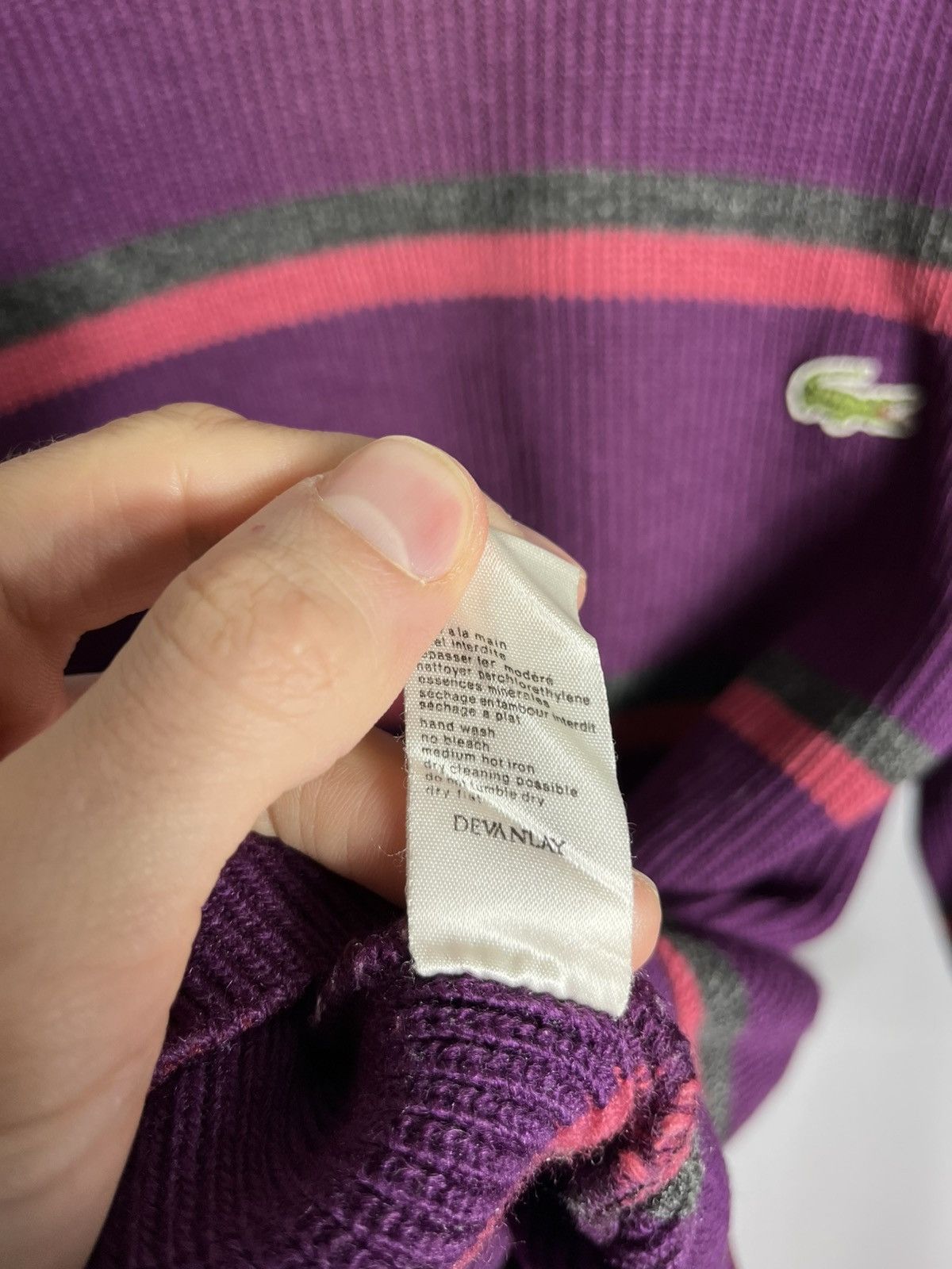 Lacoste Chemise Lacoste 90s sweater striped knit mens wool france Size US M / EU 48-50 / 2 - 8 Thumbnail