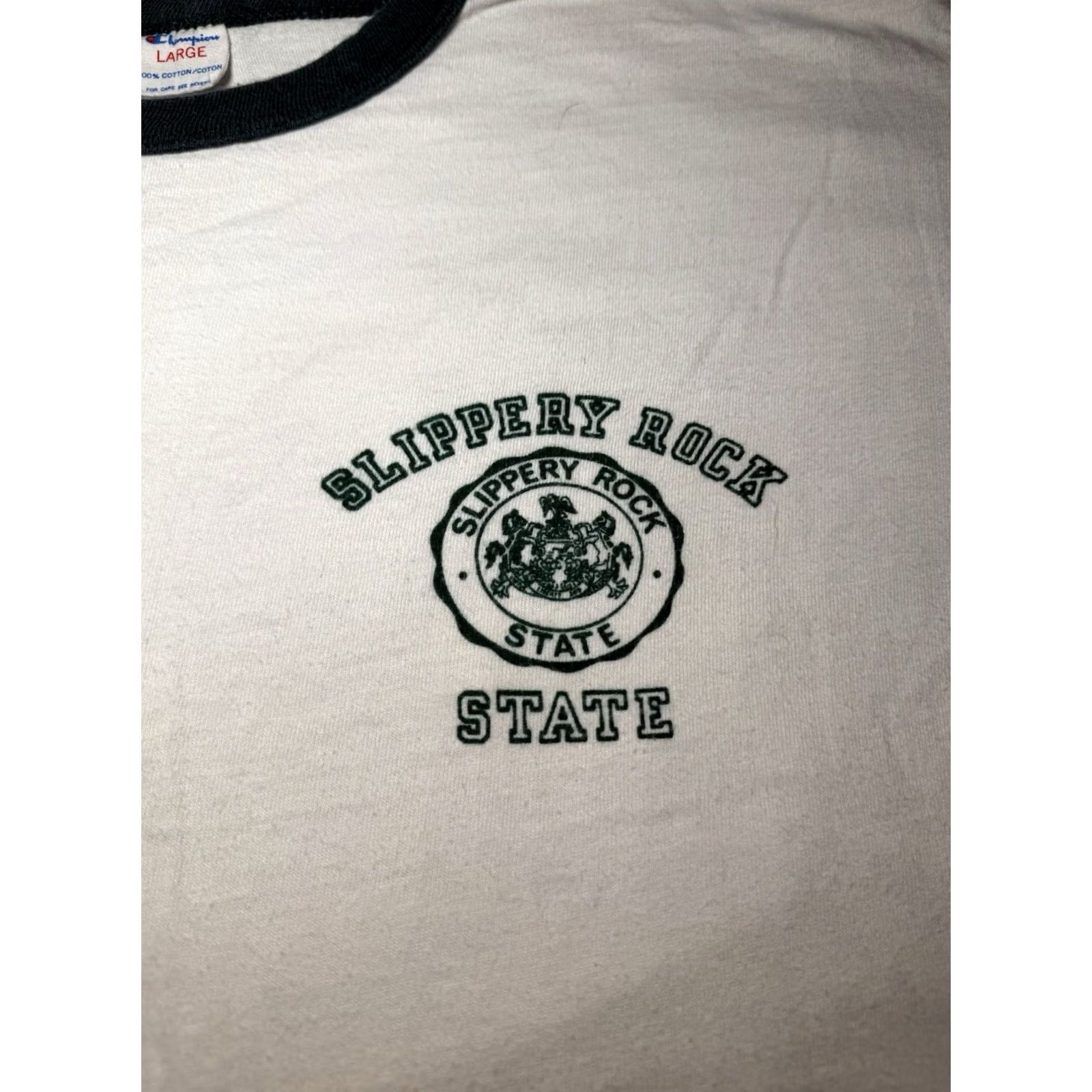 Champion VINTAGE Champion Slippery Rock University Shirt L Pennsylvanian Ringer 1970s Short Sleeve Mens Size US L / EU 52-54 / 3 - 2 Thumbnail
