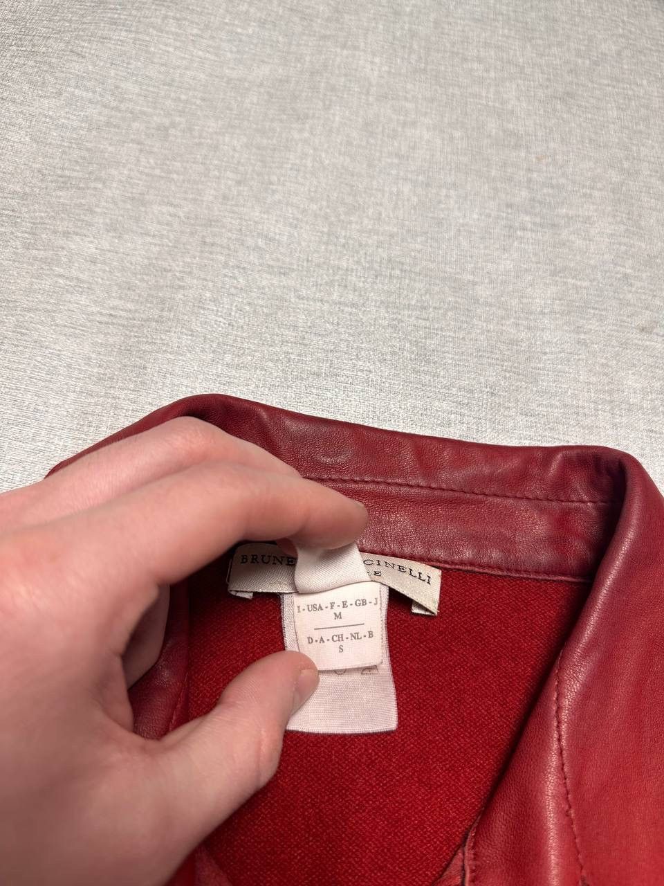 Brunello Cucinelli Brunello Cucinelli Red Leather & Cashmere Overshirt Vintage Size M / US 6-8 / IT 42-44 - 6 Thumbnail