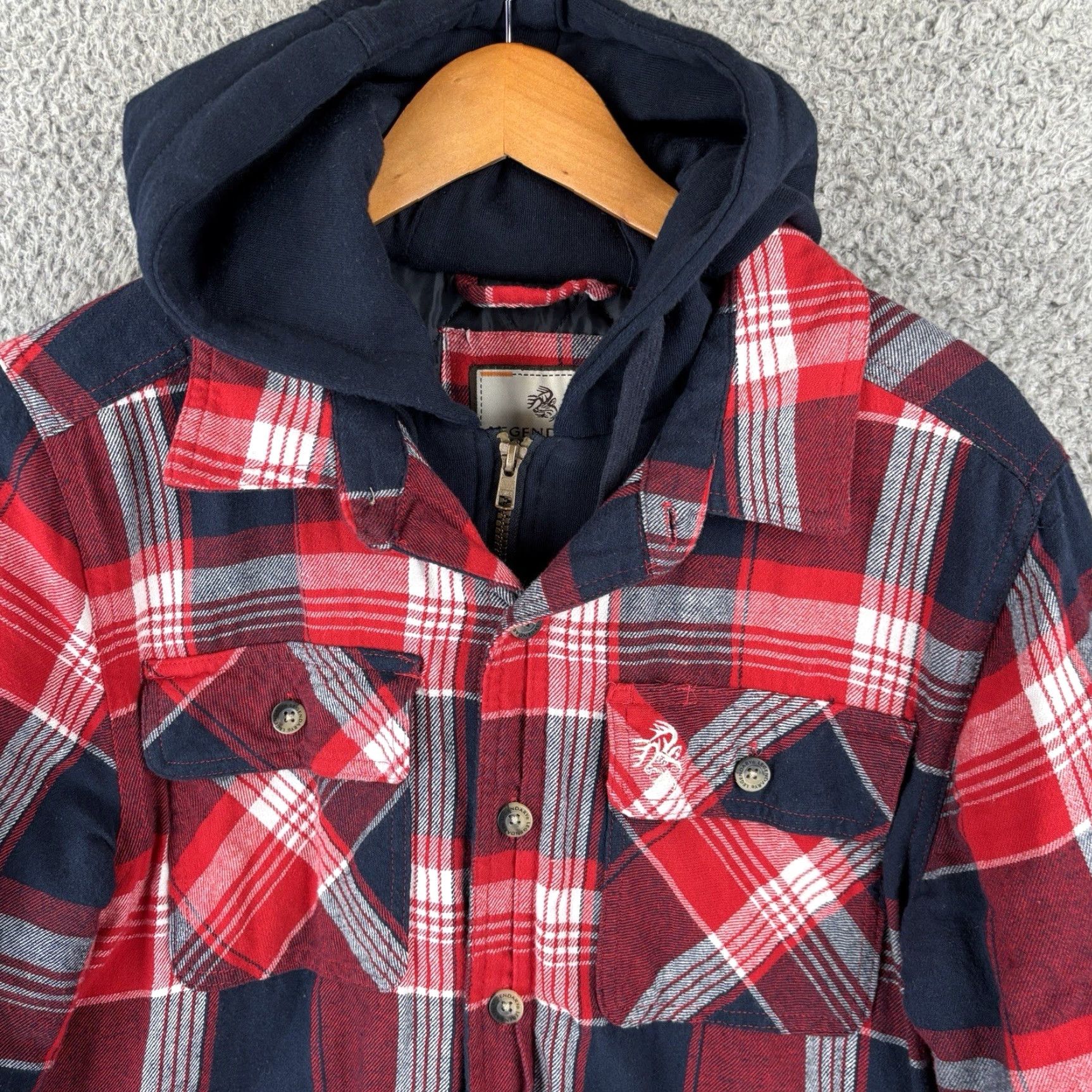 Vintage Legendary Whitetails Hoodie Shirt Jacket Shacket Men M Plaid Red Heavyweight Quilted Pockets Pocket Hooded Outdoor Winter Fall Spring Casual Workwear Size US M / EU 48-50 / 2 - 4 Thumbnail