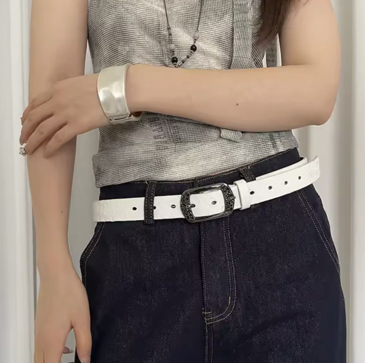 Japanese Brand Stylish PU Leather Belt with Decorative Buckle Size ONE SIZE - 3 Thumbnail