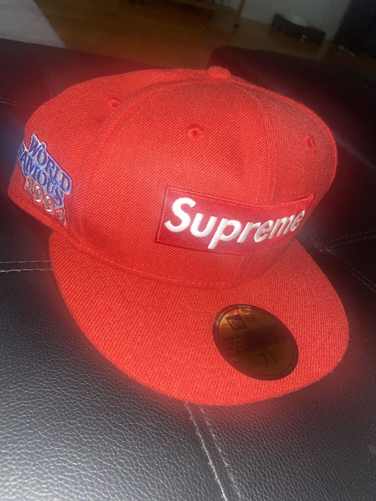image of Supreme World Famous Box Logo New Era in Red, Men's