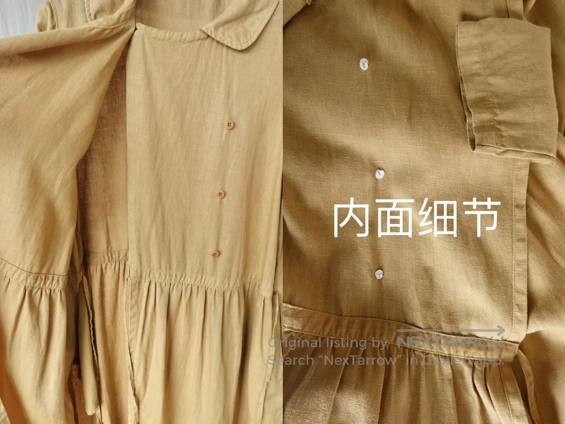 Japanese Brand Bisque Long Linen Robe Dress. Size M / US 6-8 / IT 42-44 - 7 Thumbnail