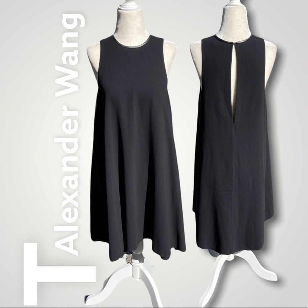 T by Alexander Wang T Alexander Wang Leather Trimmed Crepe Melange Trapeze Raw C Size XS / US 0-2 / IT 36-38 - 1 Thumbnail