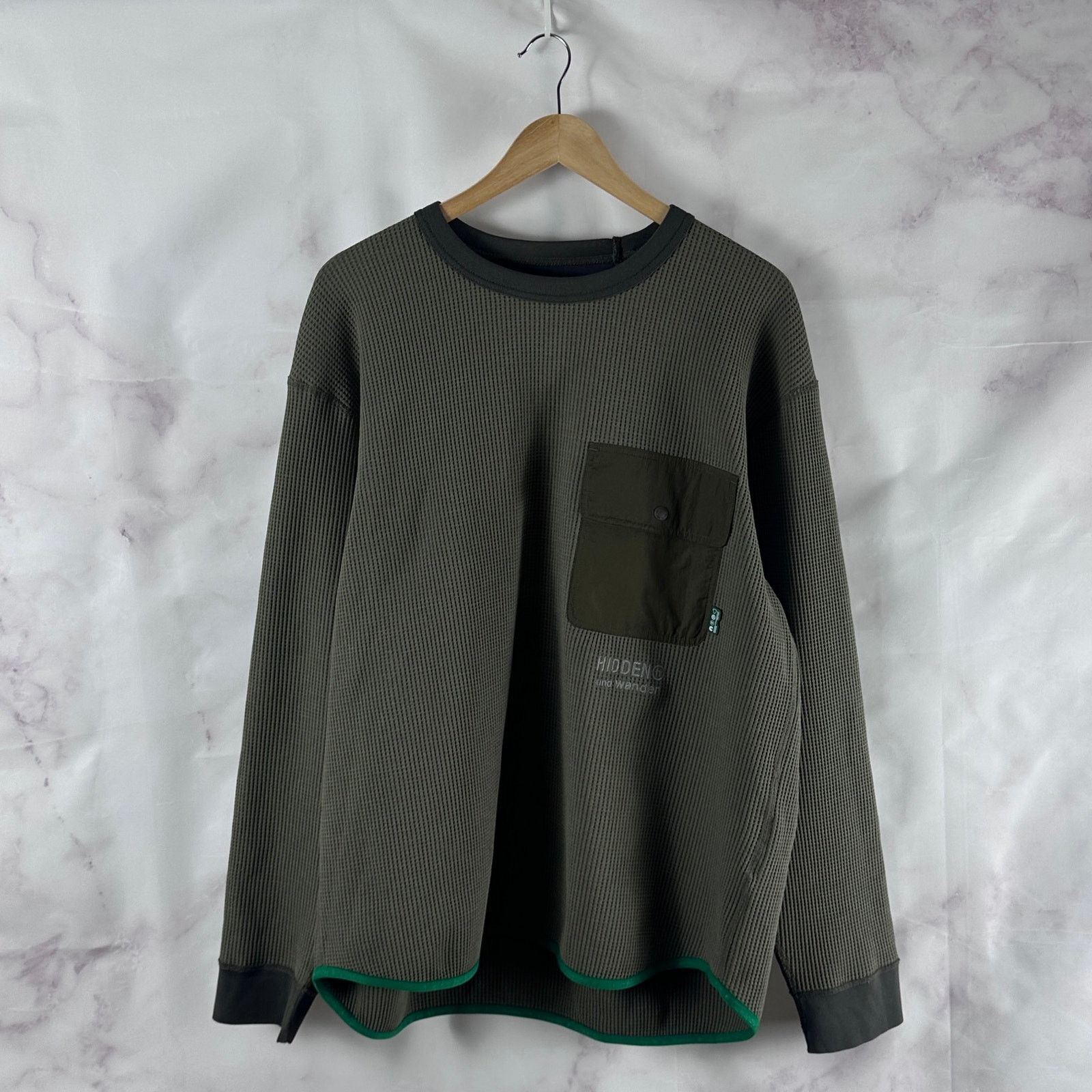 And Wander × HIDDEN Olive PE Waffle Thermal Longsleeve Size US XL / EU 56 / 4 - 1 Thumbnail