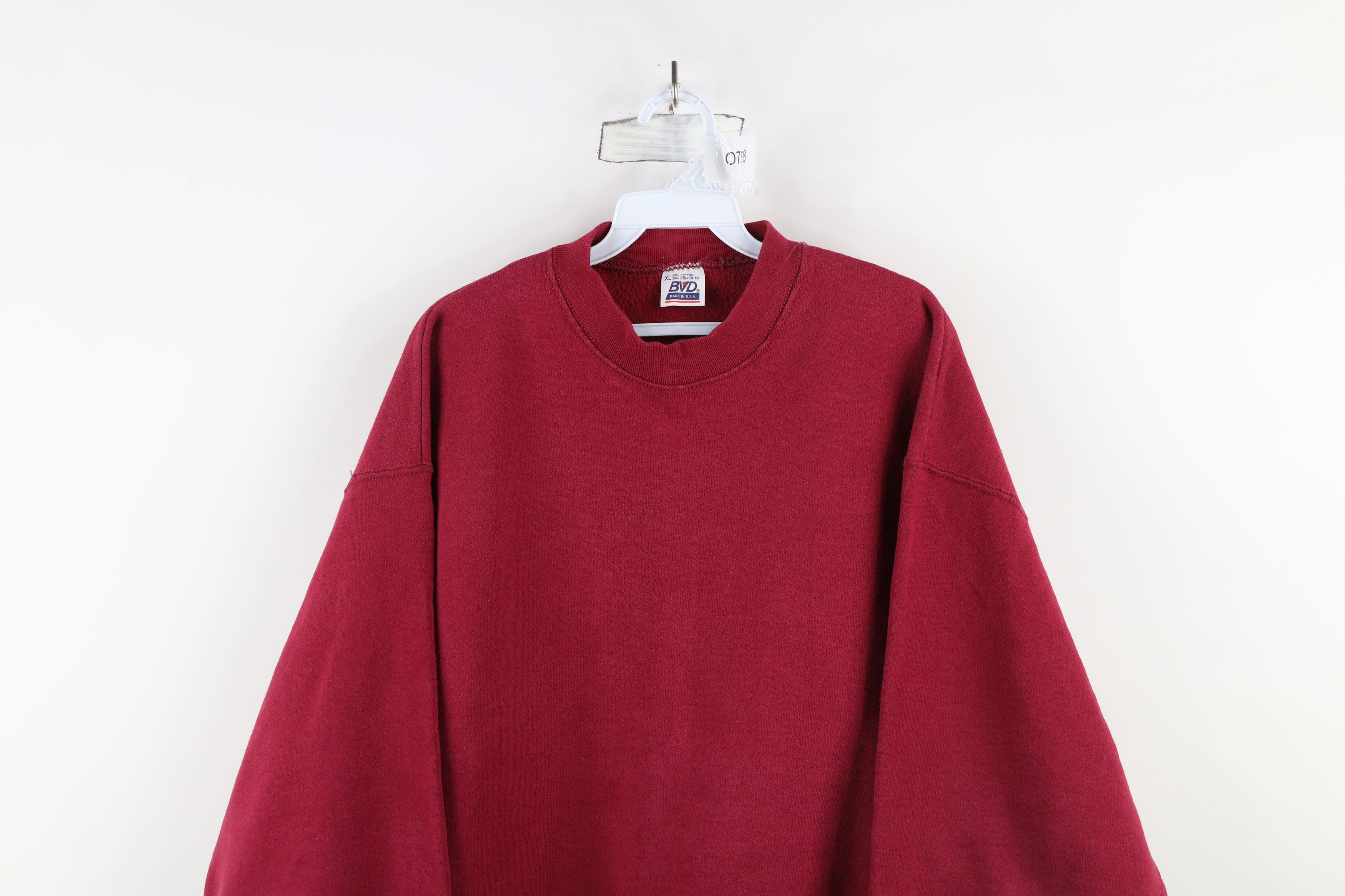 Vintage Vintage 90s Streetwear Blank Heavyweight Sweatshirt Red USA Size US XL / EU 56 / 4 - 2 Thumbnail