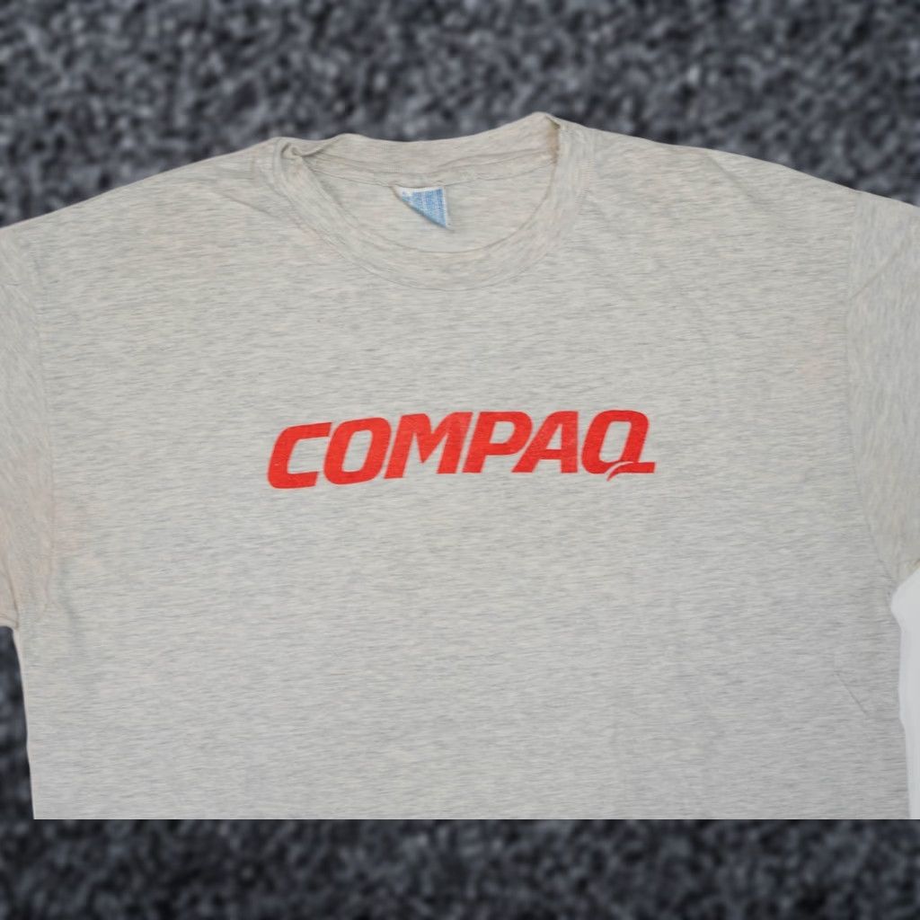Hanes VINTAGE Hanes Shirt Mens XL 90s Compaq Computers Logo Gray Vintage 1990s Tech Internet Geek Nerd Retro USA Short Sleeve Crew Neck Cotton Blend Size US XL / EU 56 / 4 - 1 Thumbnail