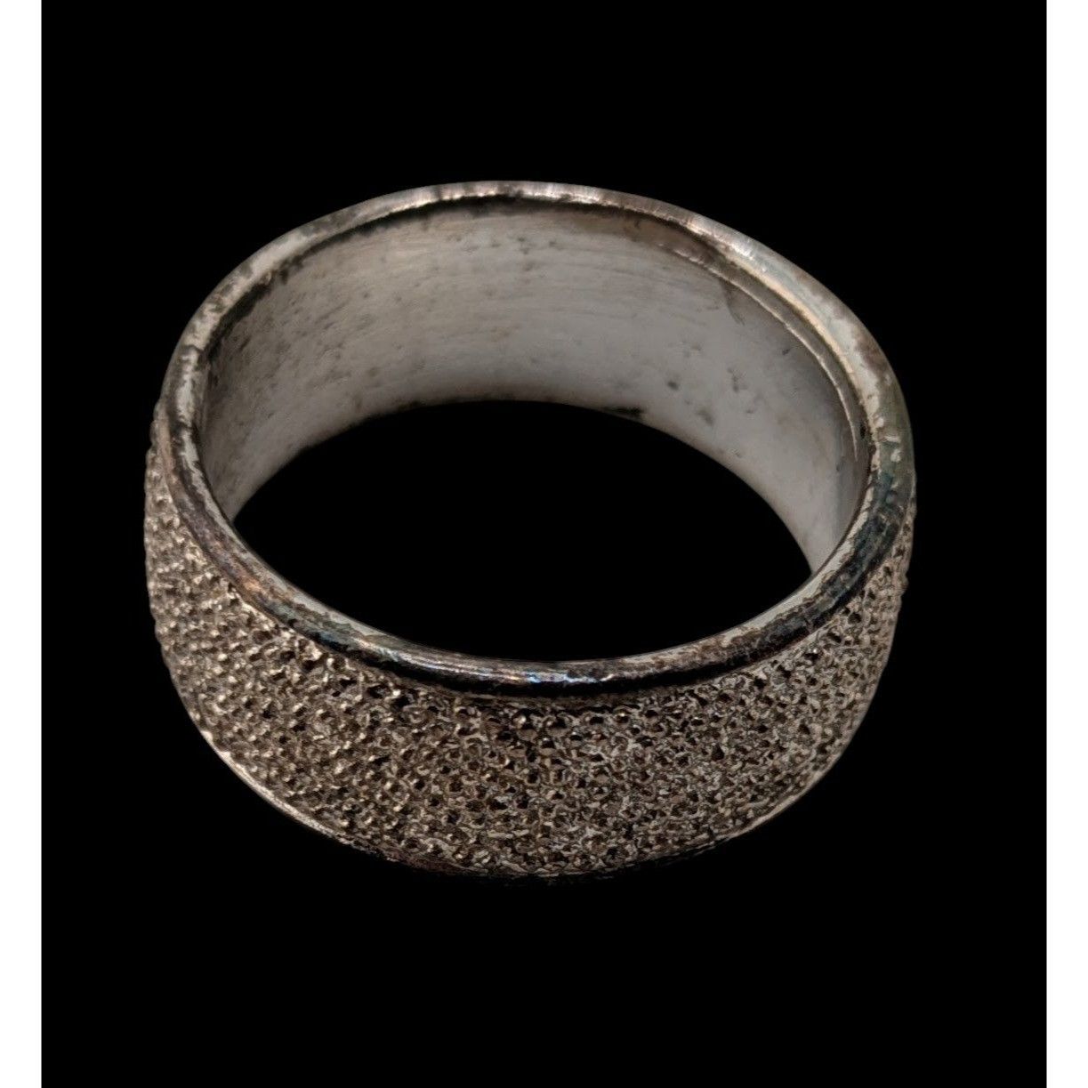 Other Wide Band Textured Silver-Tone Ring Size 9.5 Size ONE SIZE - 4 Thumbnail