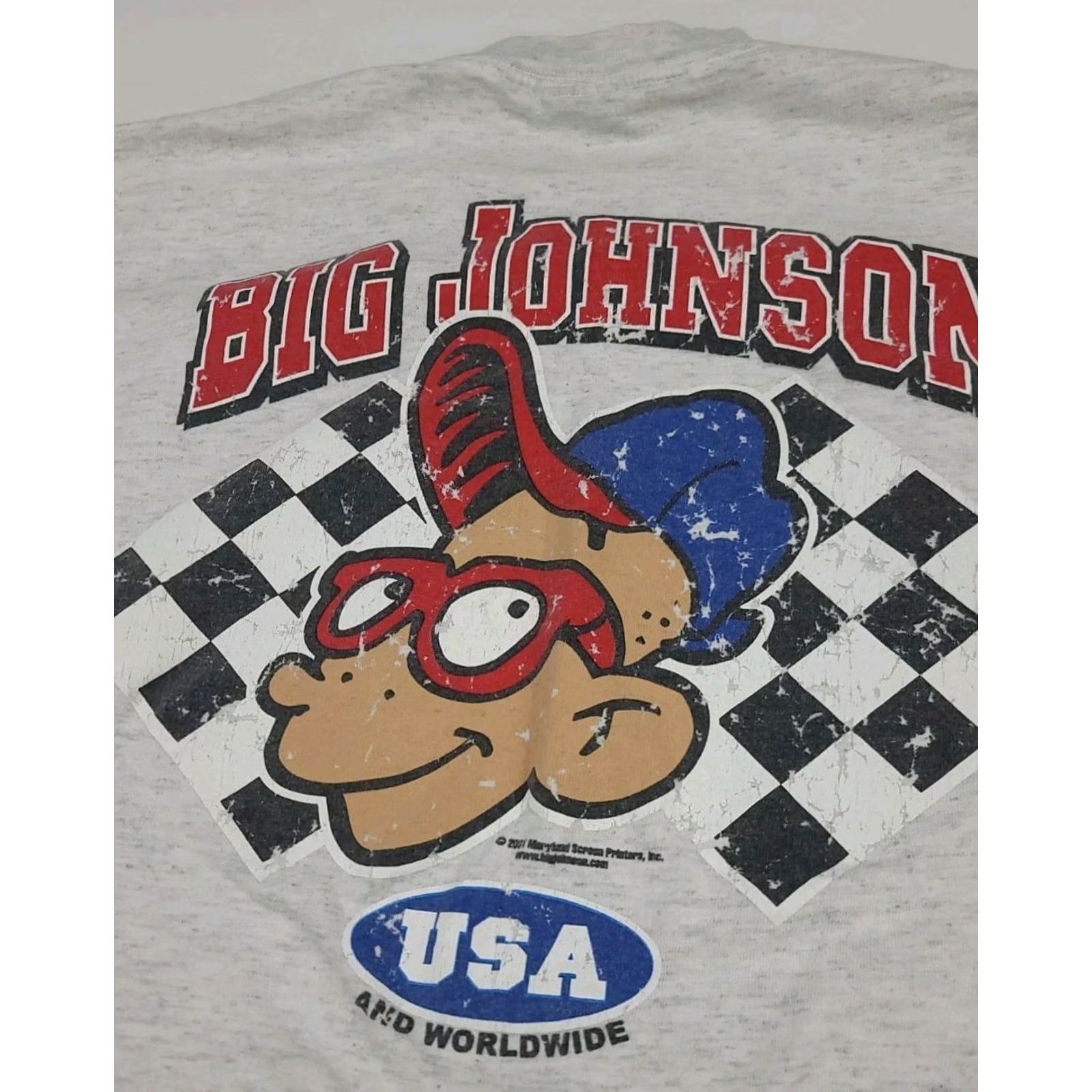 Big John VINTAGE Big Johnson USA Graphic Print T Shirt Mens M Gray Short Sleeve Crew Neck 90s Racing Print Size US M / EU 48-50 / 2 - 4 Thumbnail