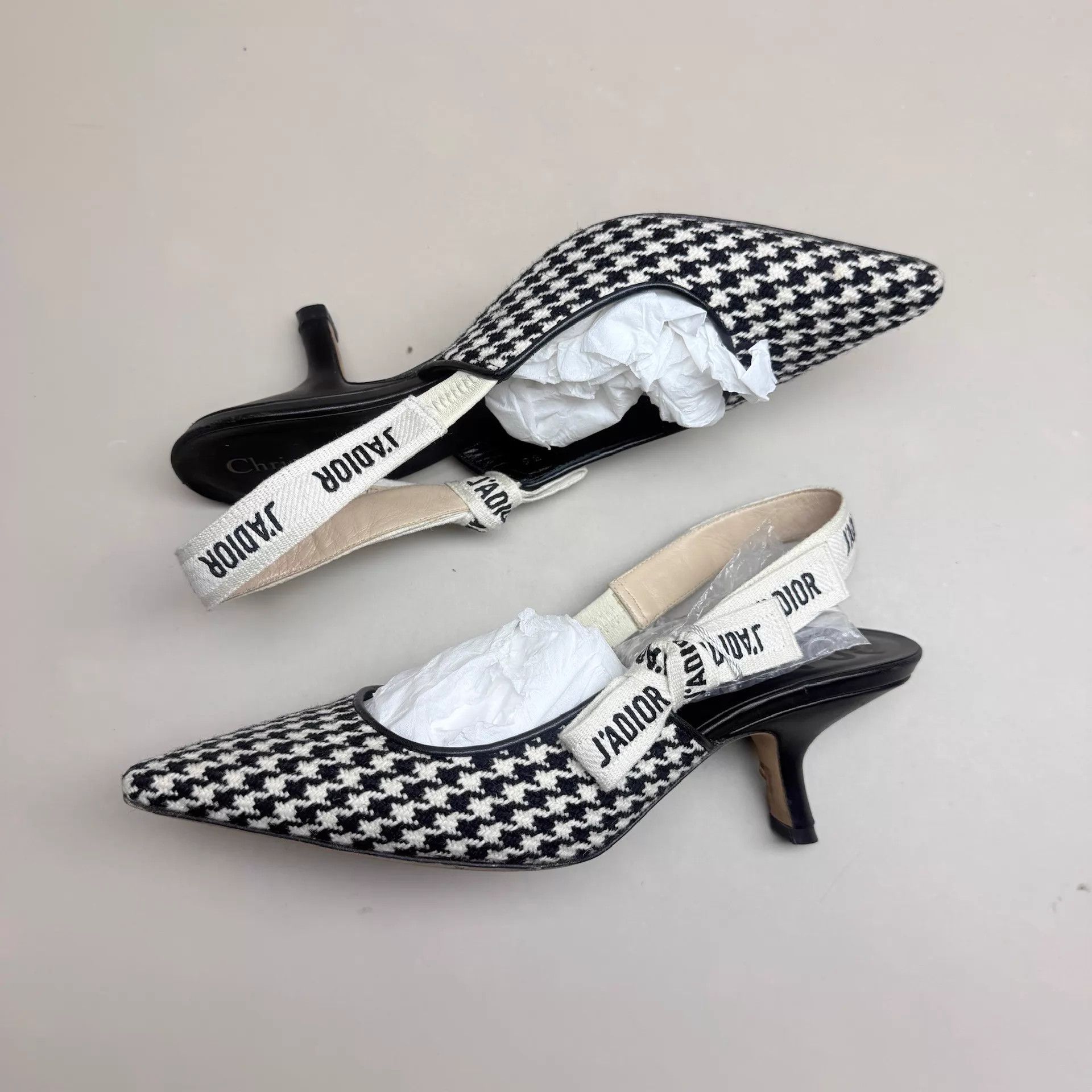 Dior Dior Houndstooth Embroidered Kitten Heel 36 95 New Size US 5.5 / IT 35.5 - 5 Thumbnail