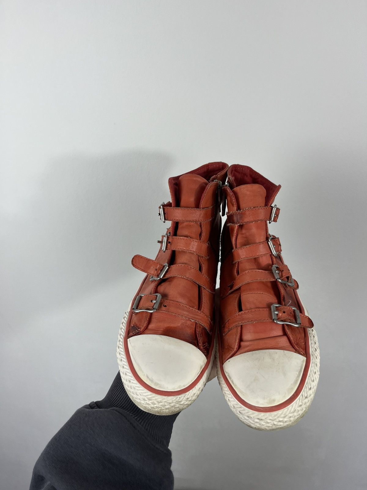 ASH ASH Distressed High Top Sneakers EU 39 Leather Buckle Zip Size US 8 / IT 38 - 12 Thumbnail