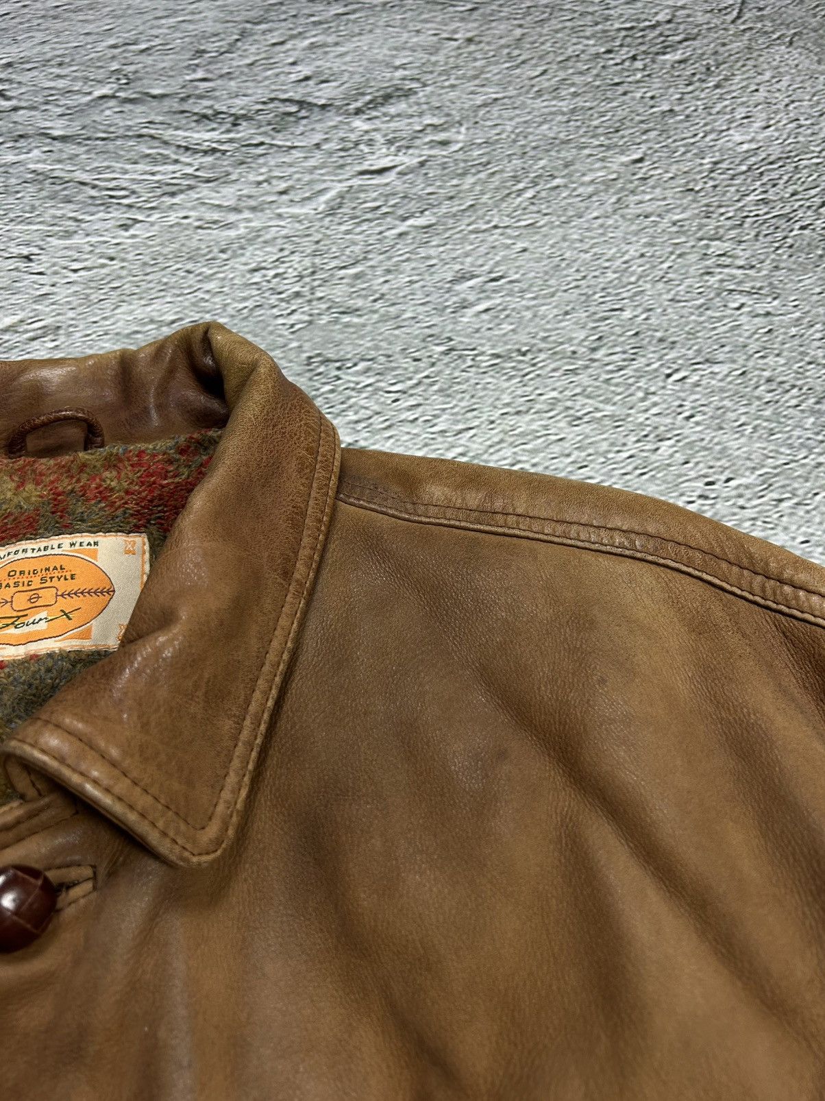 Vintage Vintage Leather Jacket Wool Lining Viscose Brown FourX Size US L / EU 52-54 / 3 - 3 Thumbnail