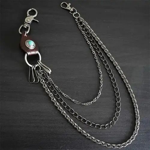 VIBE Leather Silver Chain For Pant Size ONE SIZE - 6 Thumbnail