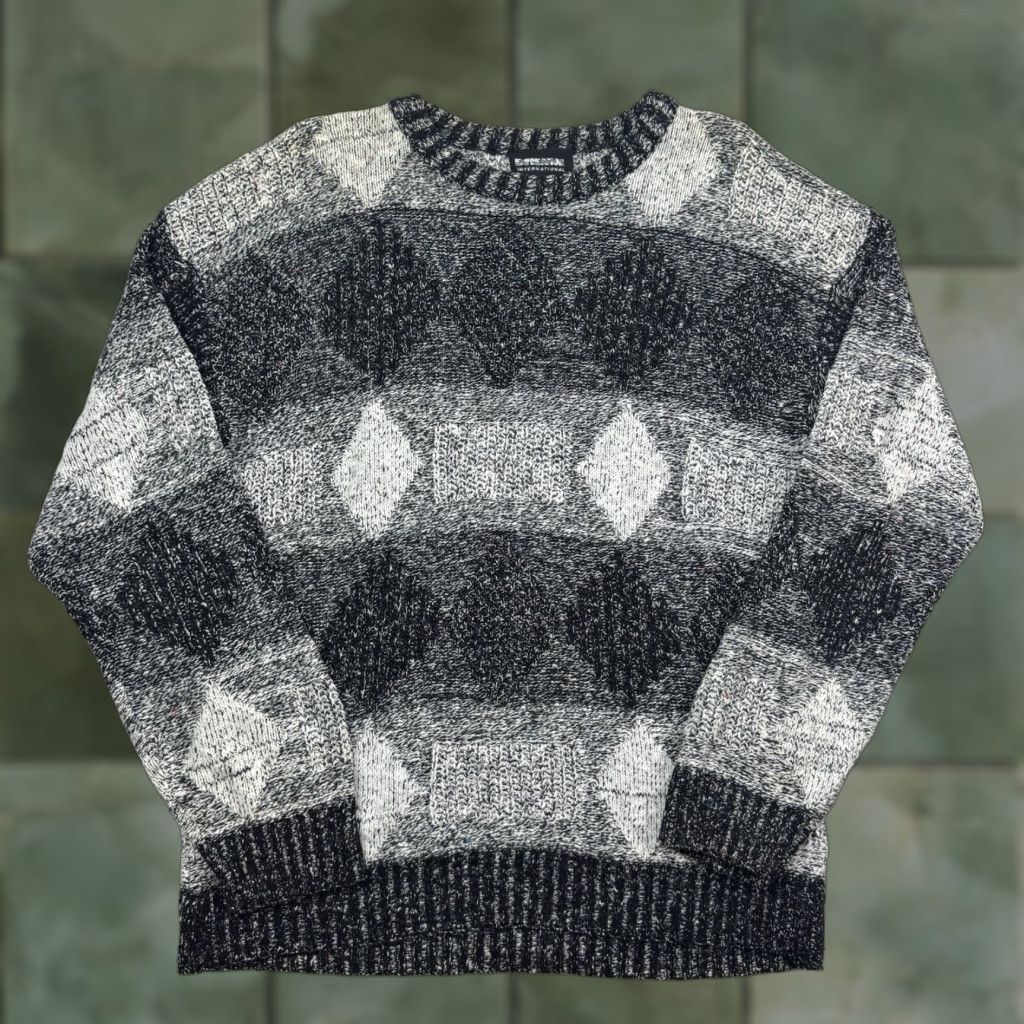 Vintage VINTAGE Expressions Sweater Men Adult Large Black Knit Geometric 80s Crew Neck Pullover Mens Size US L / EU 52-54 / 3 - 1 Thumbnail