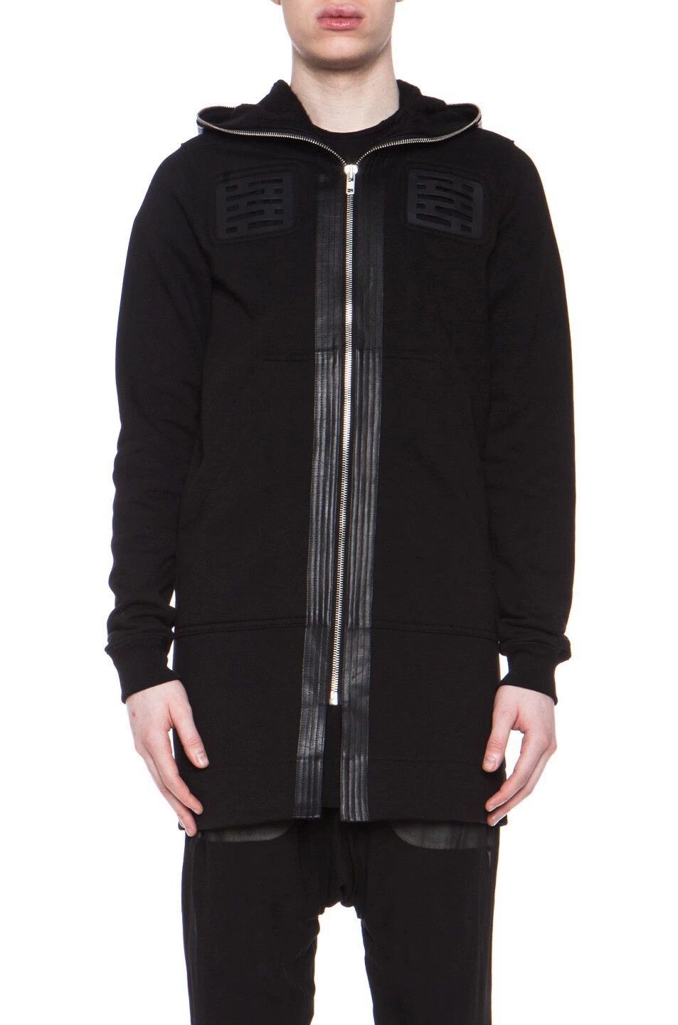 Rick Owens Rick Owens Leather Panel Hooded Knit Hoodie Old Rick Vintage Size US M / EU 48-50 / 2 - 9 Thumbnail