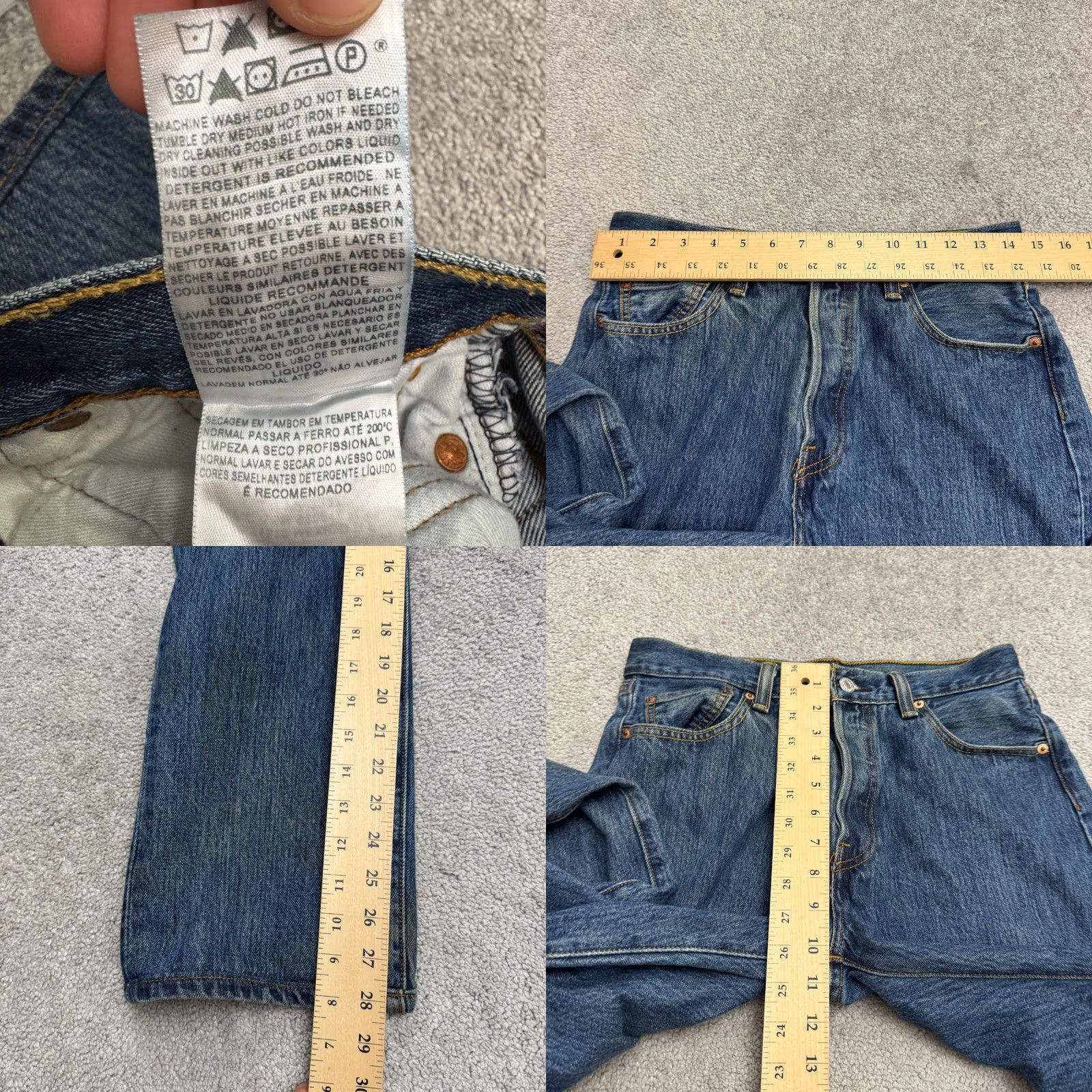 Levi's Levi's 501 Jeans Men 30x30 Denim Blue Dark Wash Straight Button Fly 5-Pocket Regular Fit Vintage No N/A Size US 30 / EU 46 - 9 Thumbnail