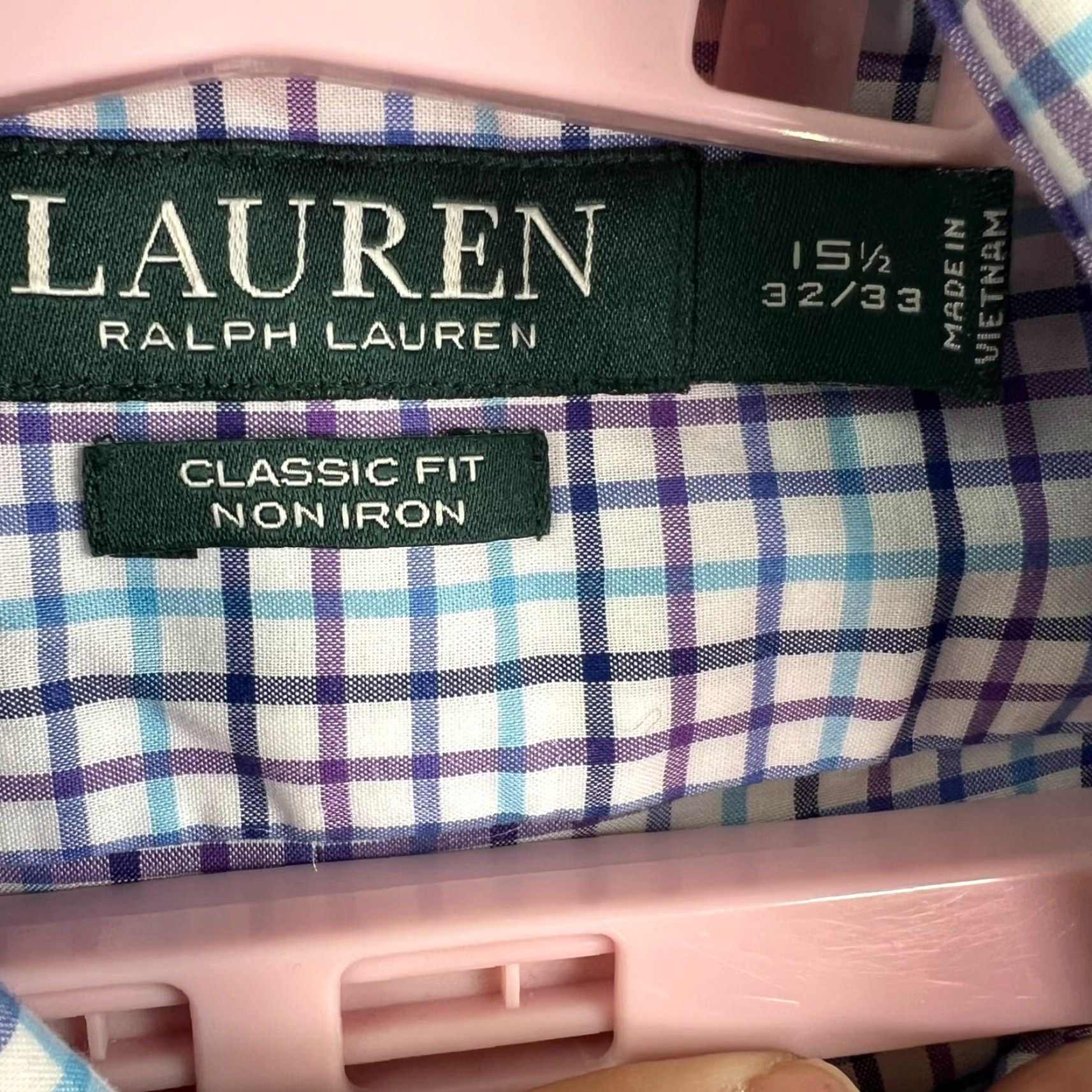 Ralph Lauren Ralph Lauren Button-Up Shirt Mens 15.5 / 33 Blue Check Non-Iron Classic Fit Dress Shirt Size US M / EU 48-50 / 2 - 4 Thumbnail