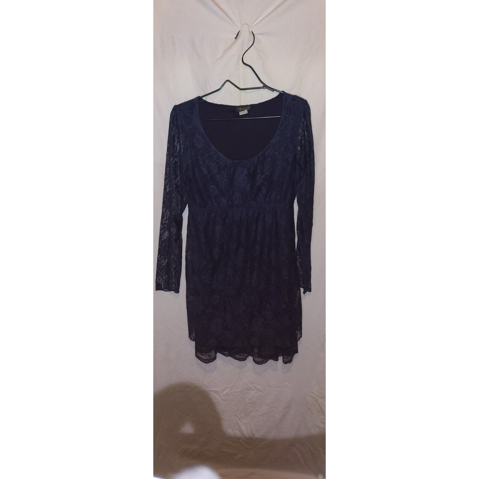 Other Venus Navy Blue Lace Long Sleeve Mini Dress Size Small Size S / US 4 / IT 40 - 1 Thumbnail