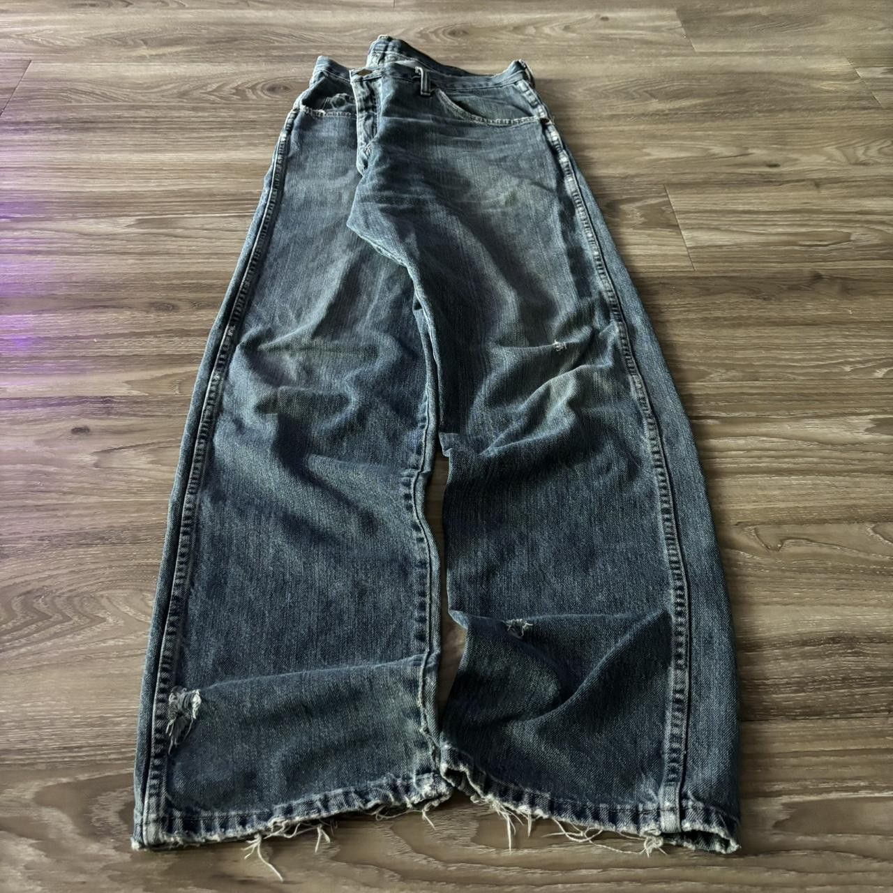 Vintage Crazy Vintage Y2K/2000s Grunge Dark Wash Distressed Denim Jeans! 38x32 Size US 38 / EU 54 - 3 Thumbnail