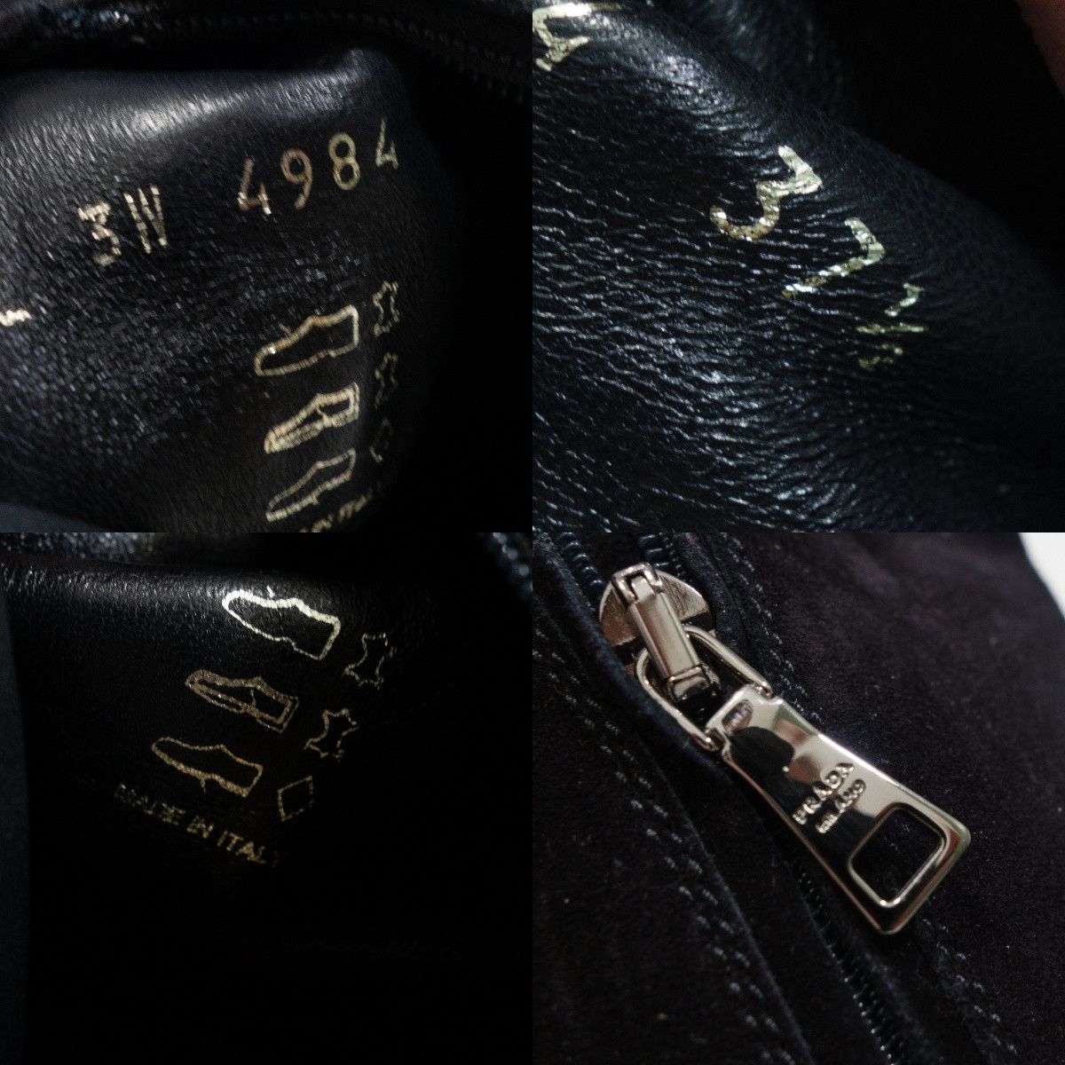 Prada 00s Suede Metal Logo Knee High Side Zip Boots Block Heel Size US 7.5 / IT 37.5 - 10 Thumbnail