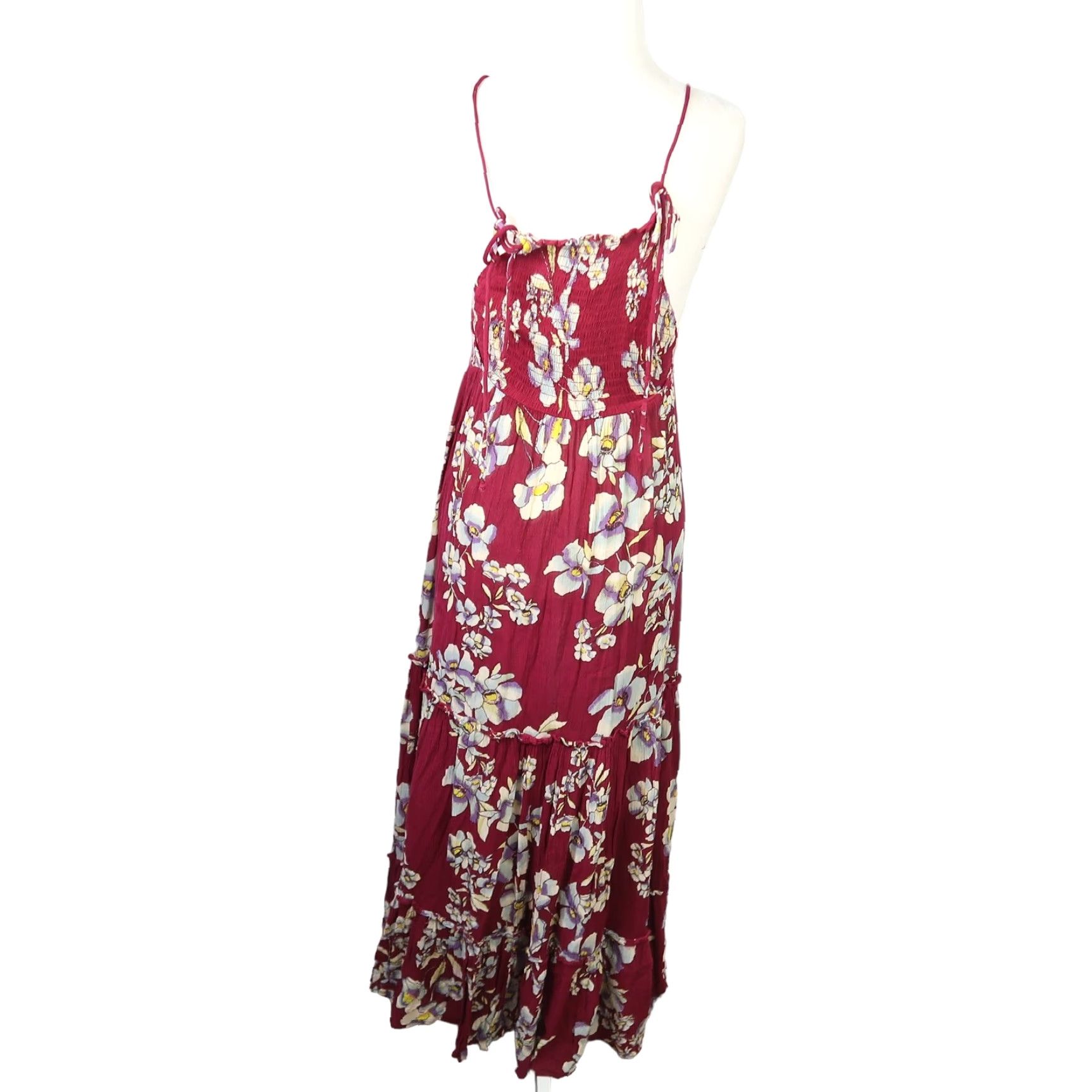 Free People Free People Intimately burgundy red and cream floral smocked maxi dress S Size S / US 4 / IT 40 - 3 Thumbnail