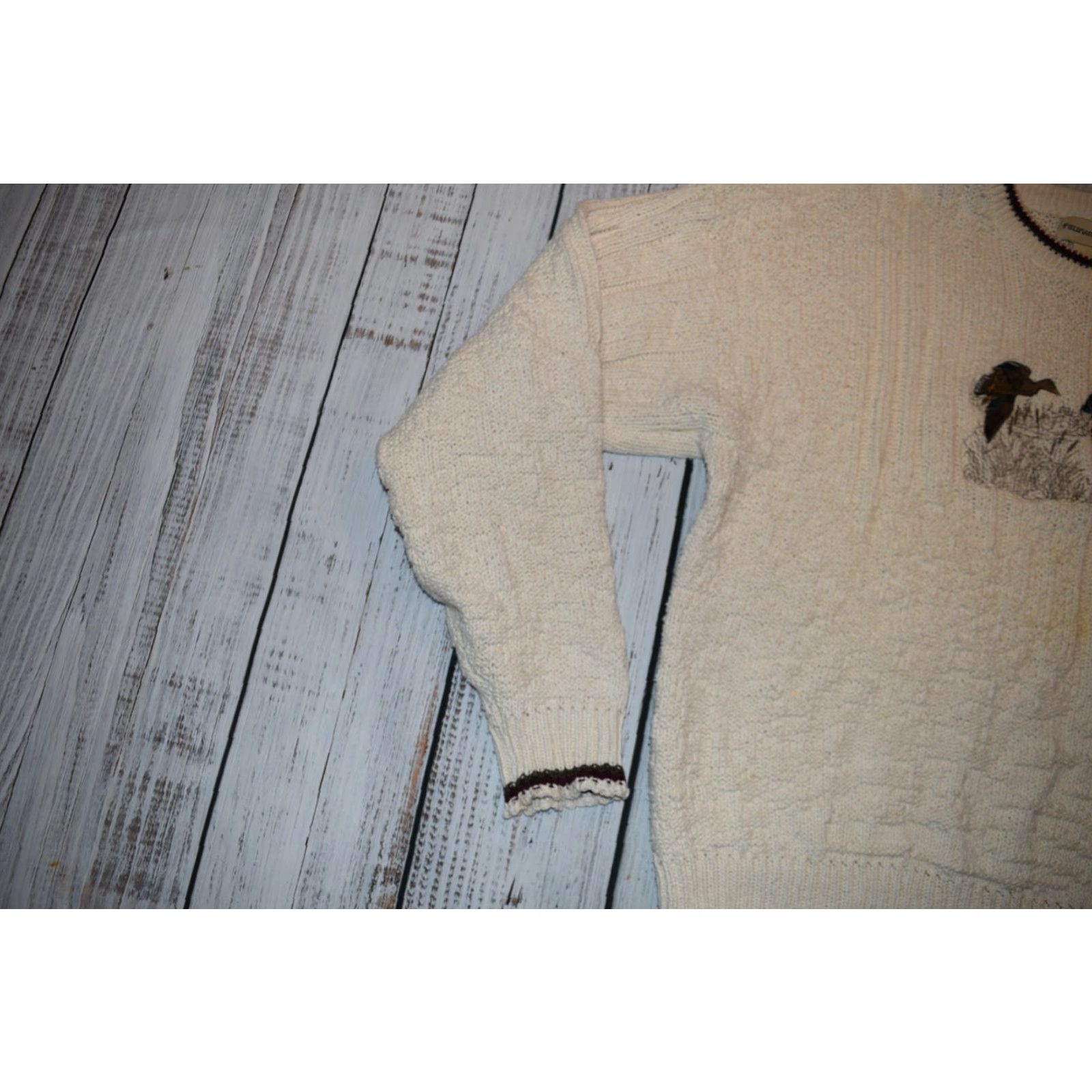 Vintage VINTAGE FIELDMASTER SWEATER PULLOVER EMBROIDERED DUCK MALLARD PAIR XL USA MADE Shirt Mens XL Ivory 1980s Hunting Embroidery Size US XL / EU 56 / 4 - 3 Thumbnail