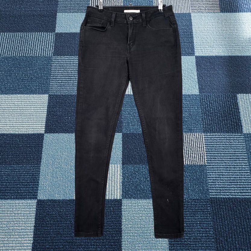 Levi's Levi's 535 Jeans Womens Black Super Skinny Mid Rise Dark Wash Denim Zip Fly 29x28 Size 29" - 1 Thumbnail